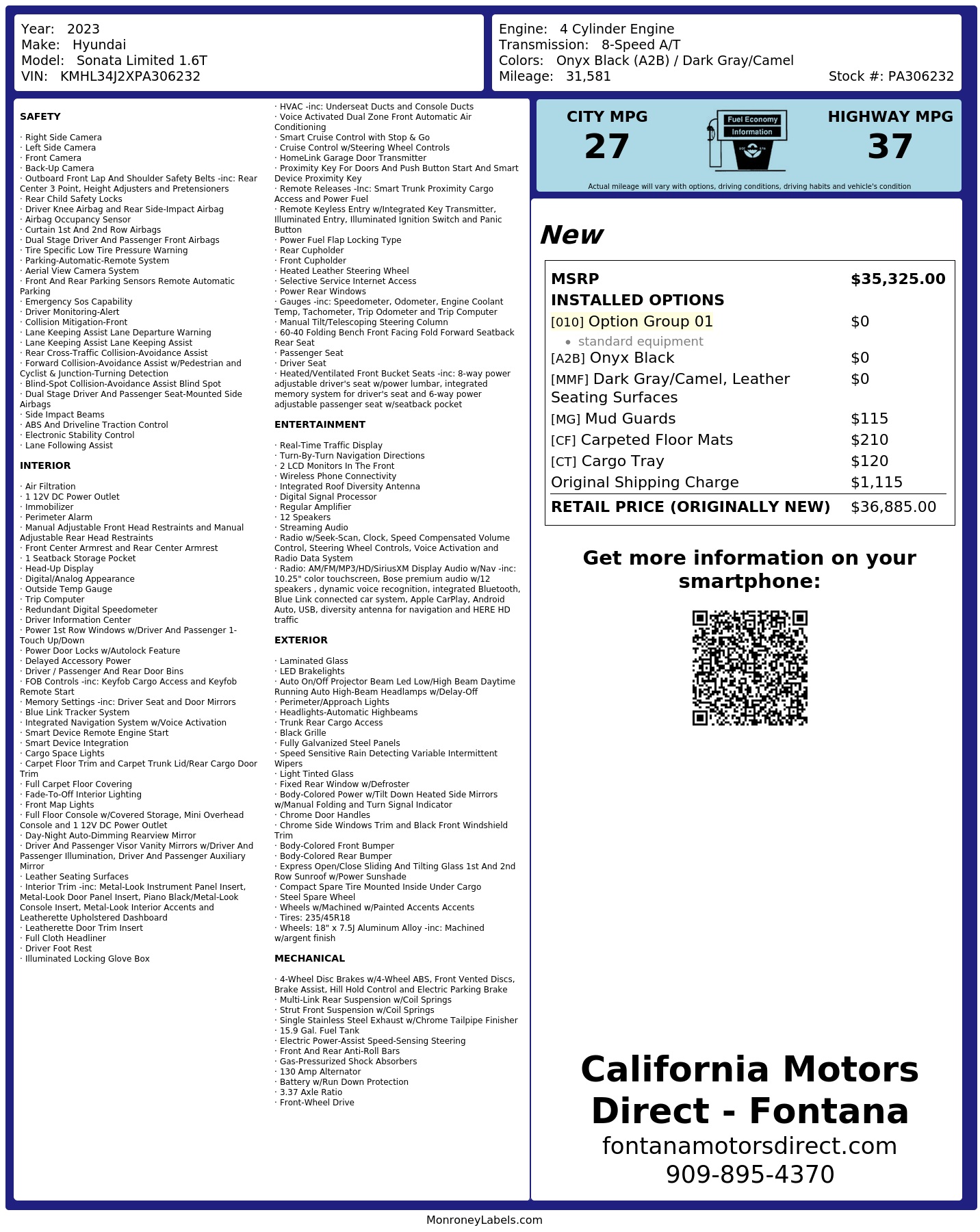 Monroney Label