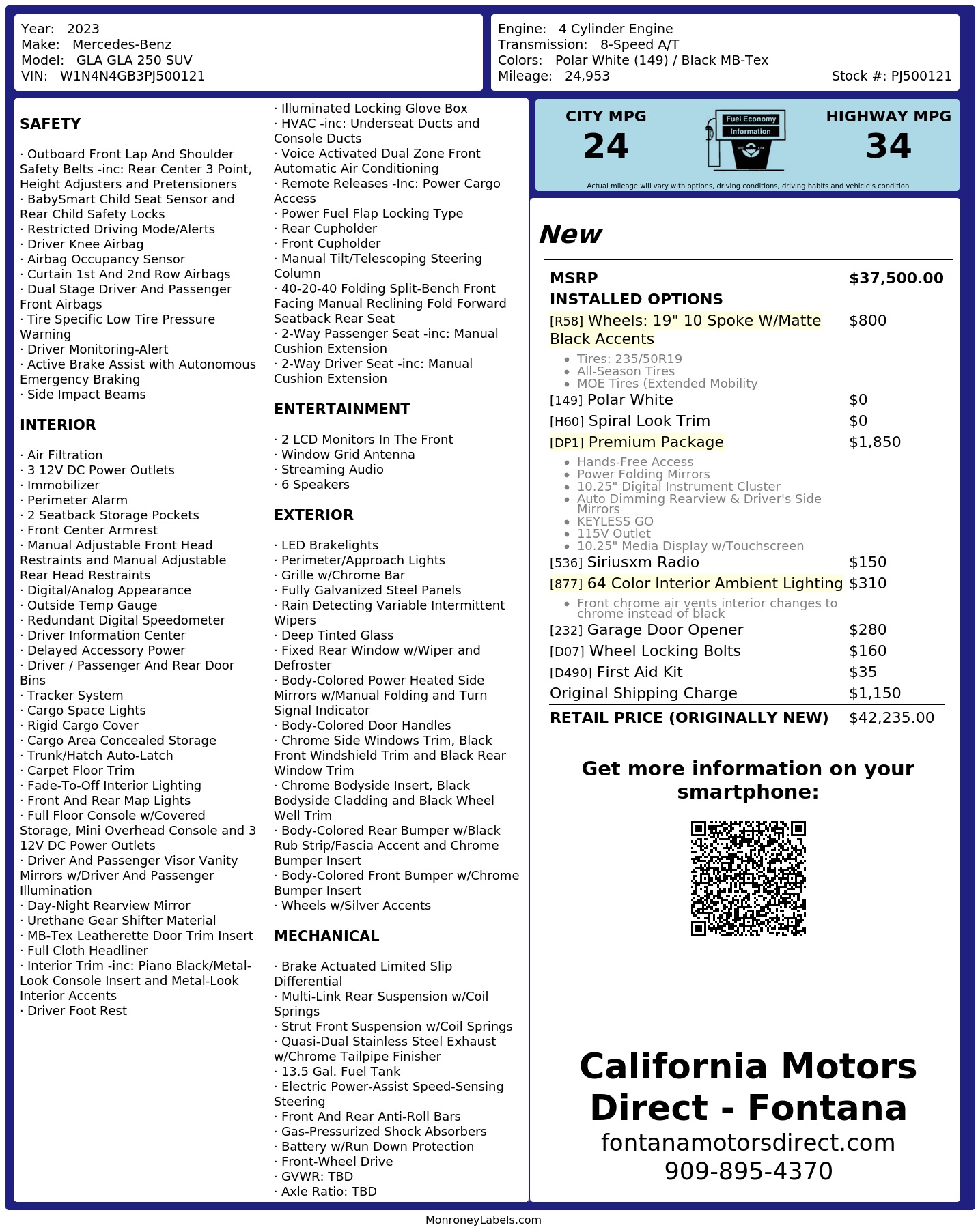 Monroney Label