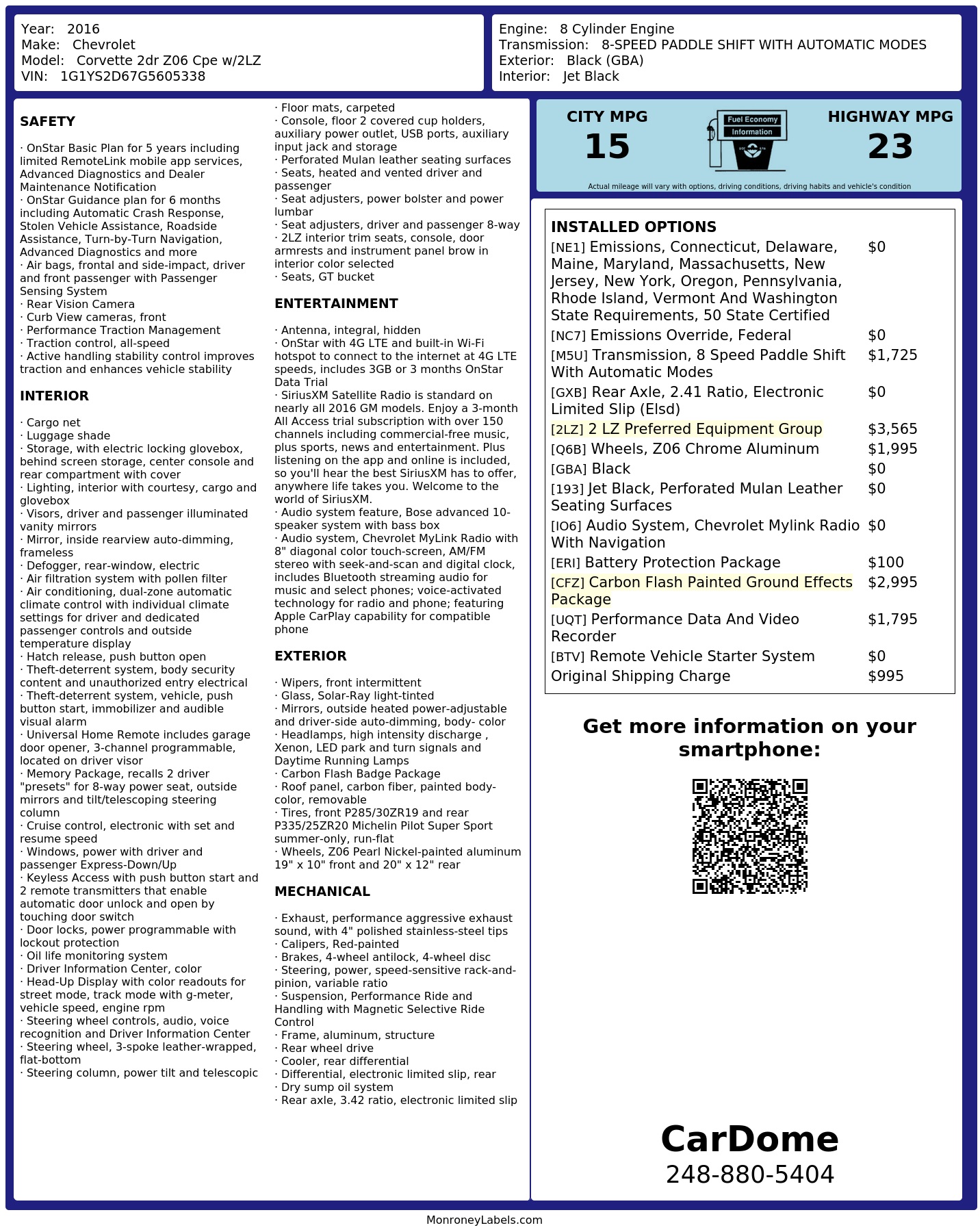 Monroney Label