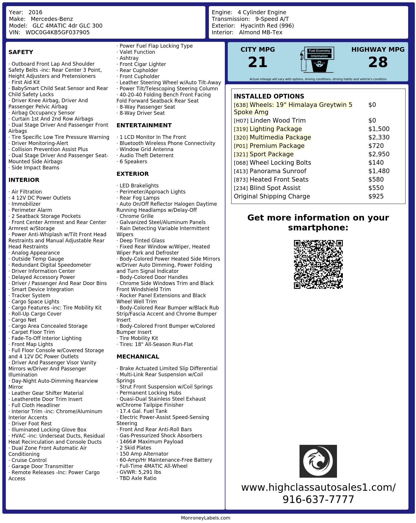 Monroney Label