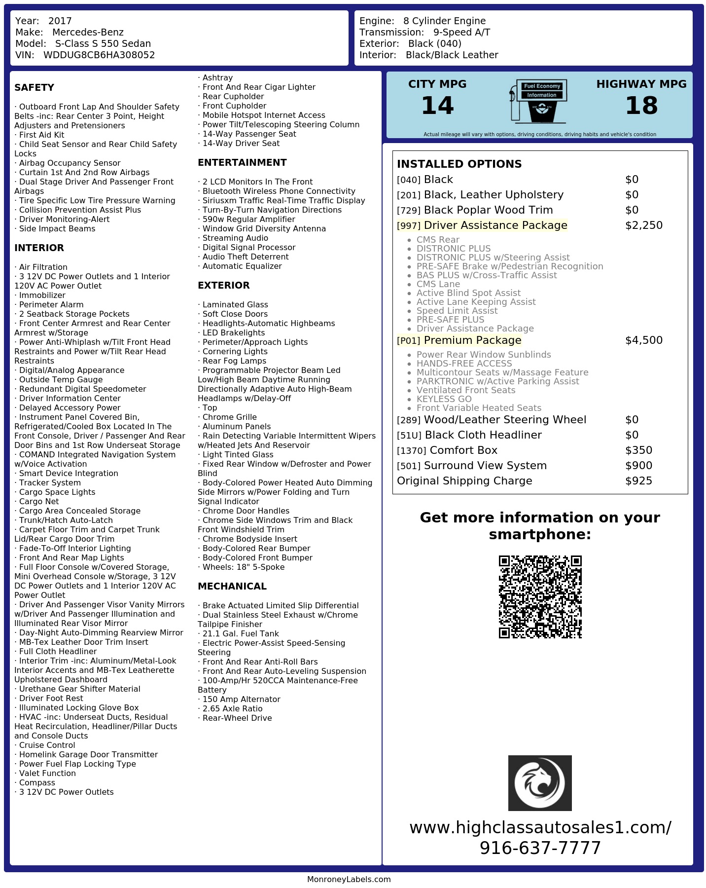 Monroney Label