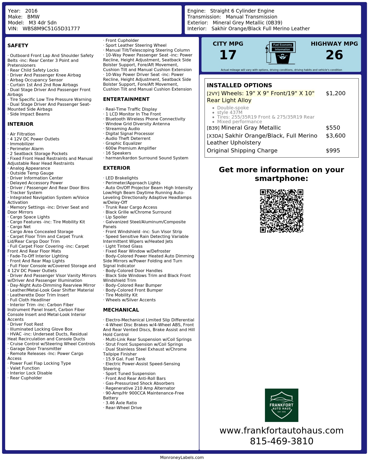 Monroney Label