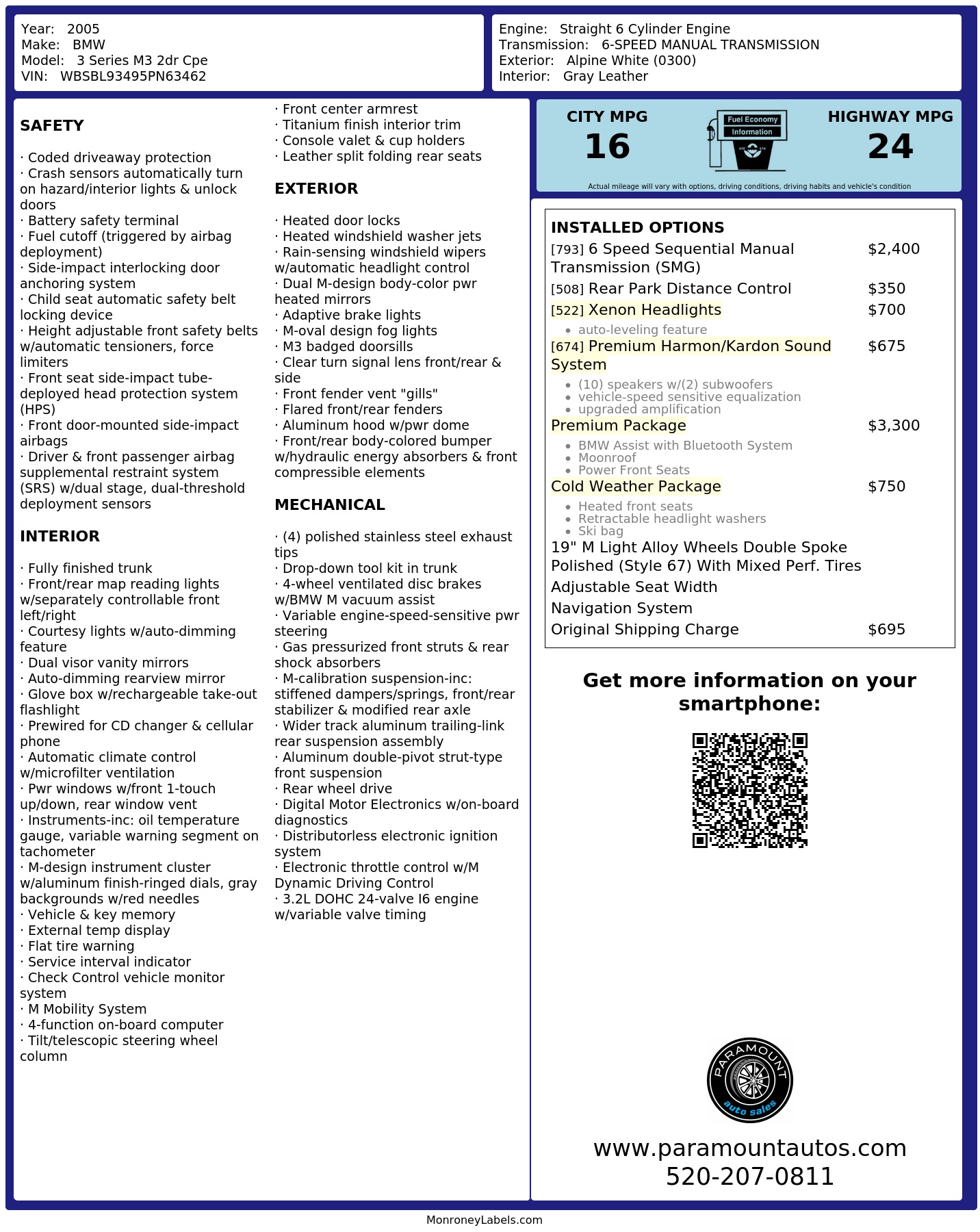Monroney Label