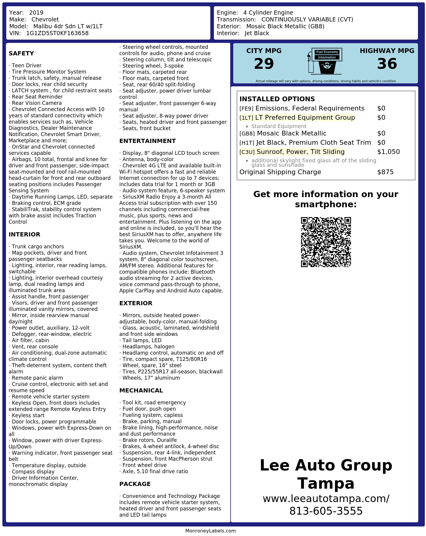 Monroney Label