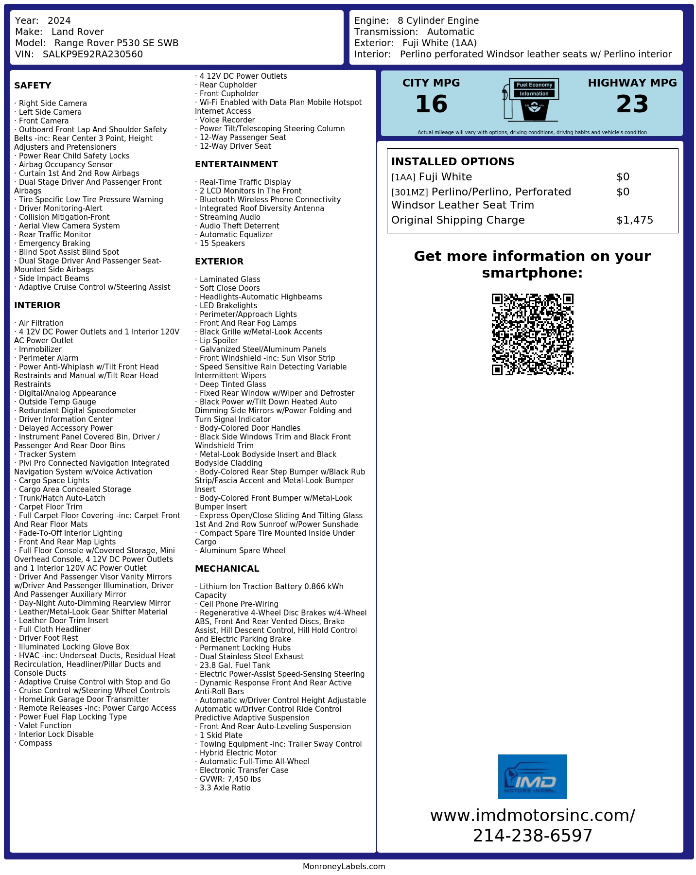 Monroney Label