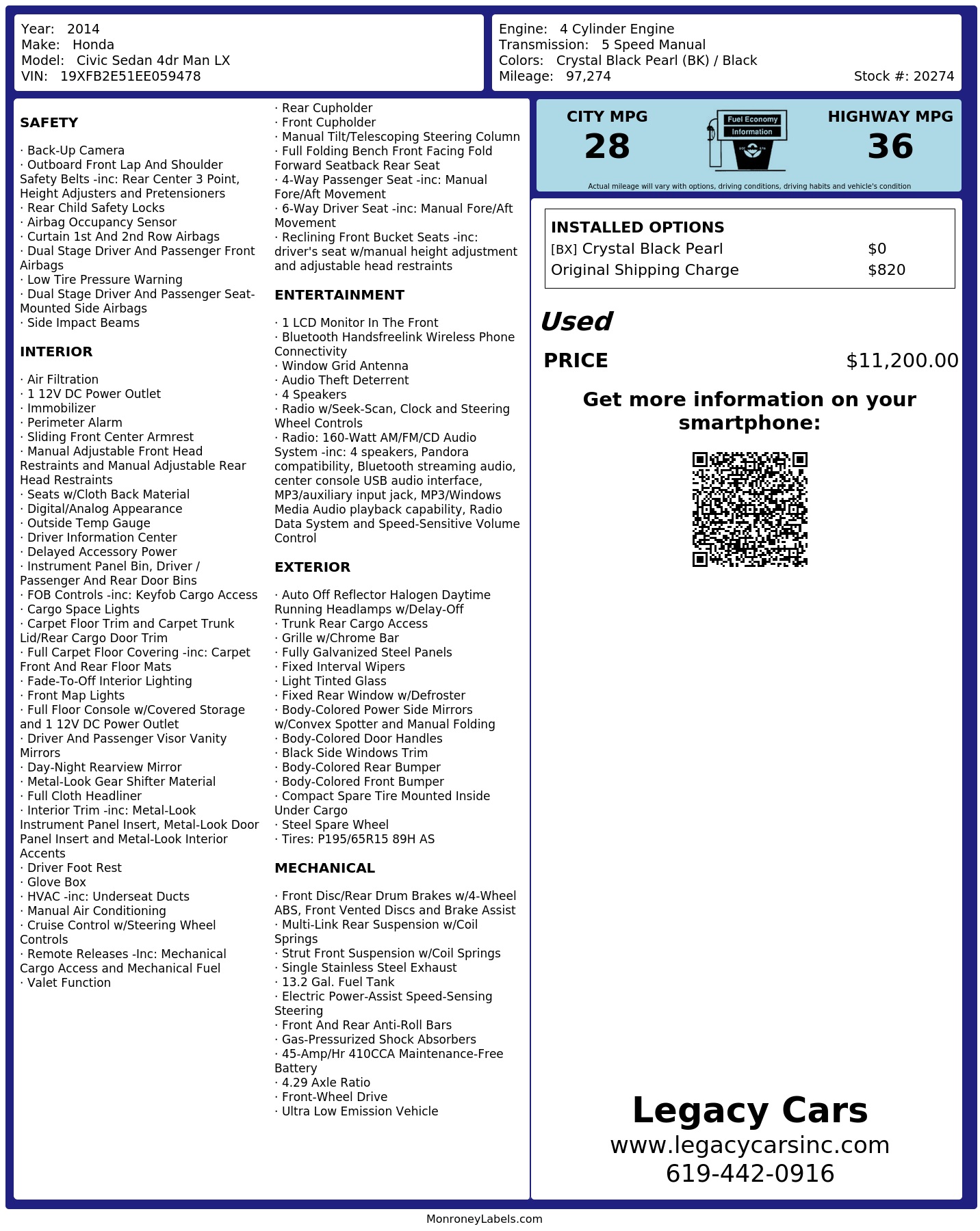 Monroney Label