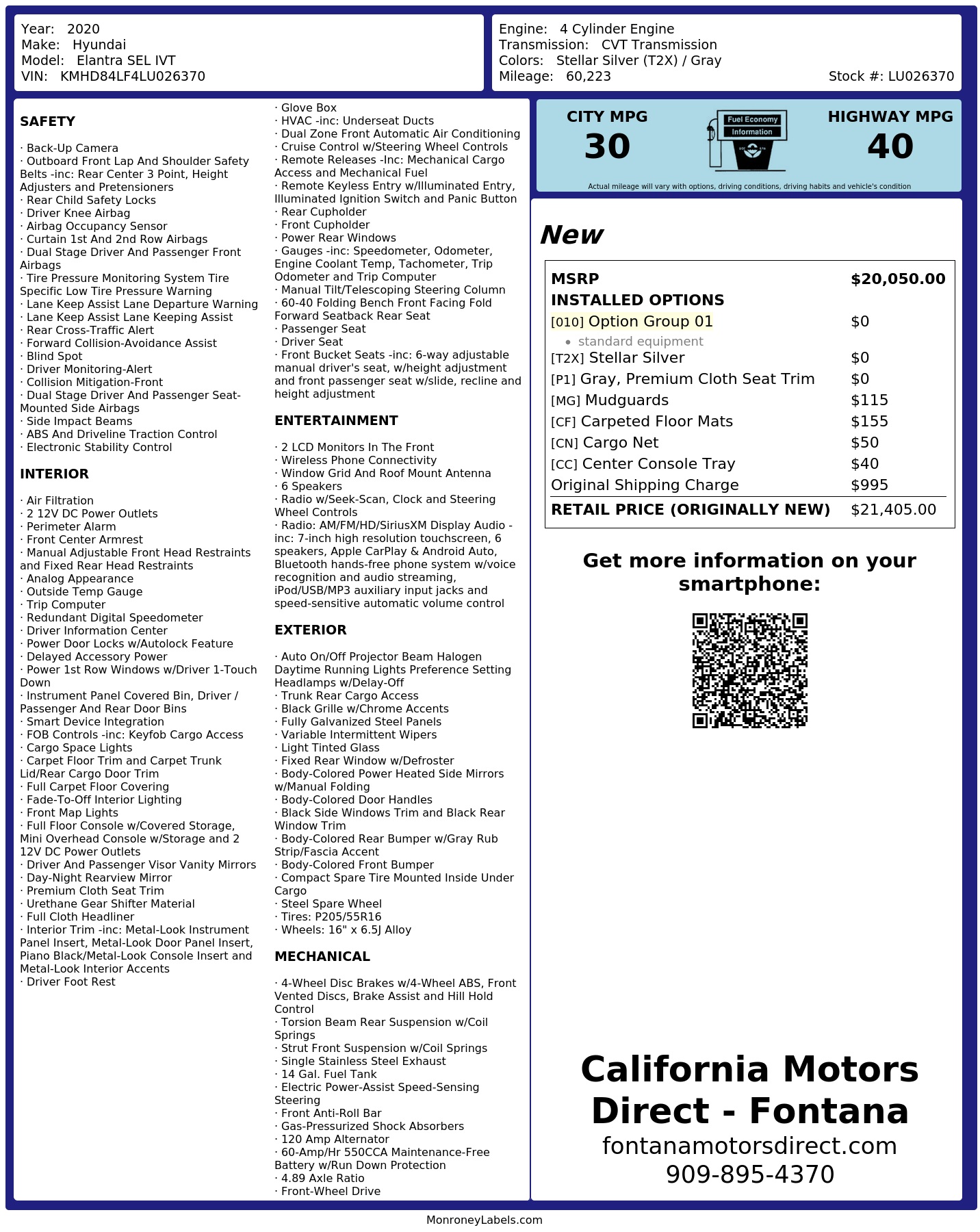Monroney Label