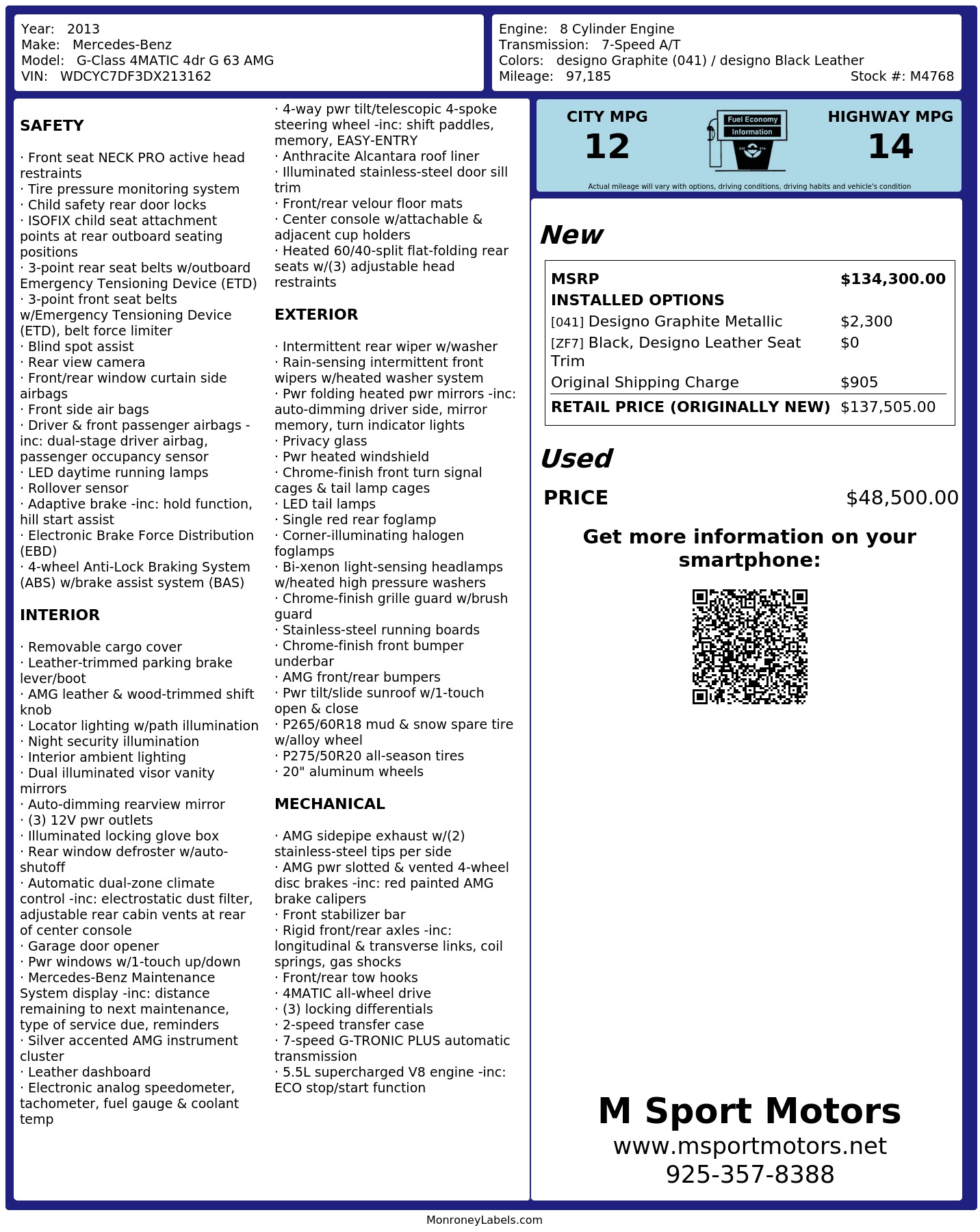 Monroney Label