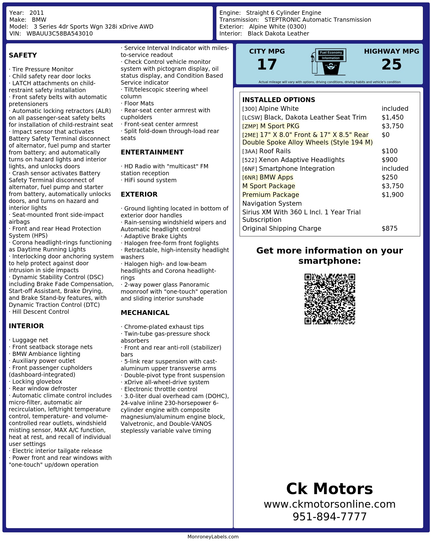 Monroney Label