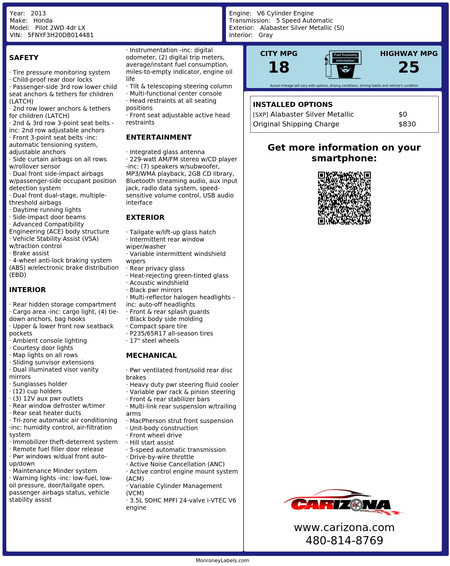Monroney Label