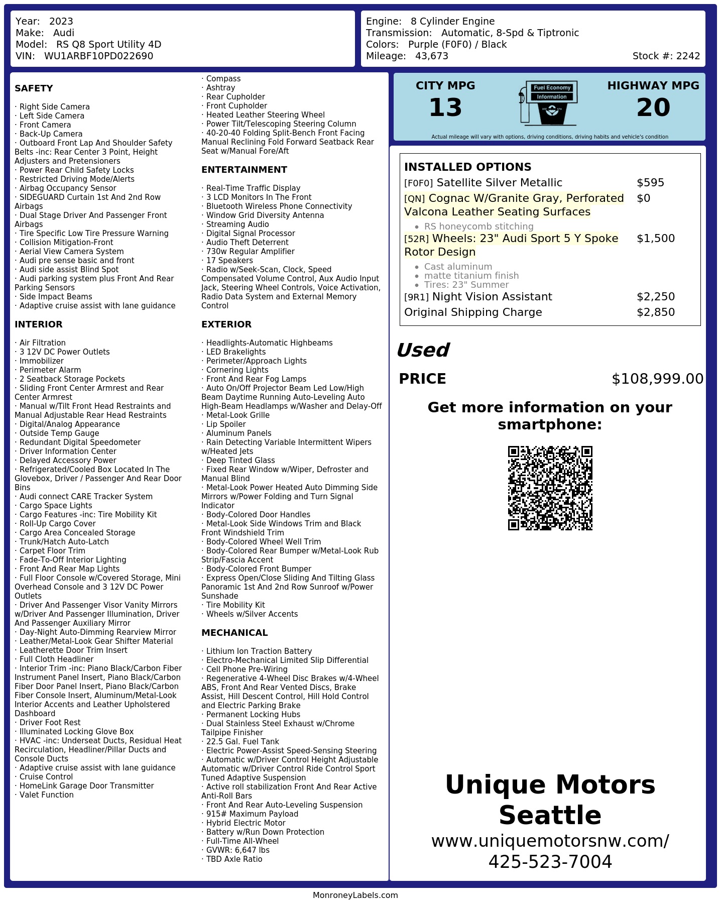 Monroney Label