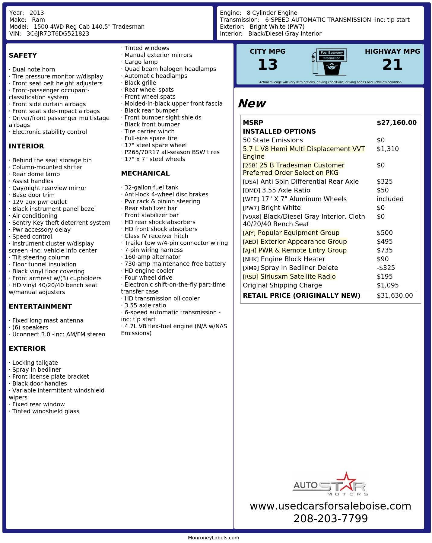 Monroney Label