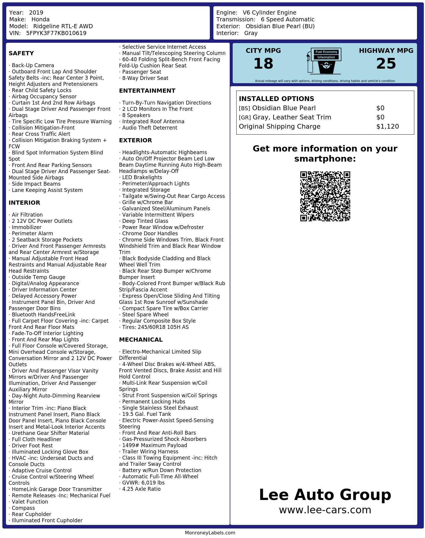 Monroney Label