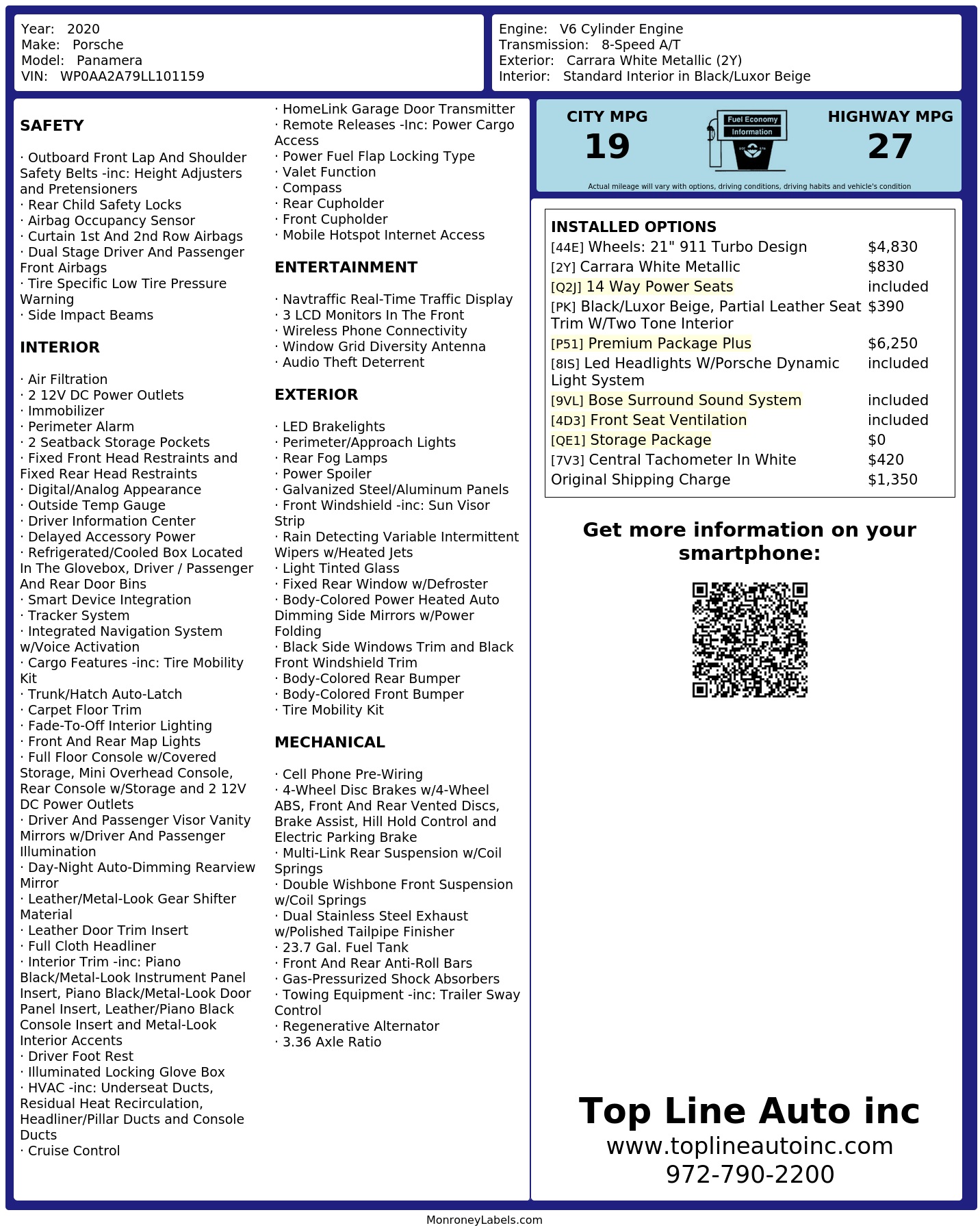 Monroney Label