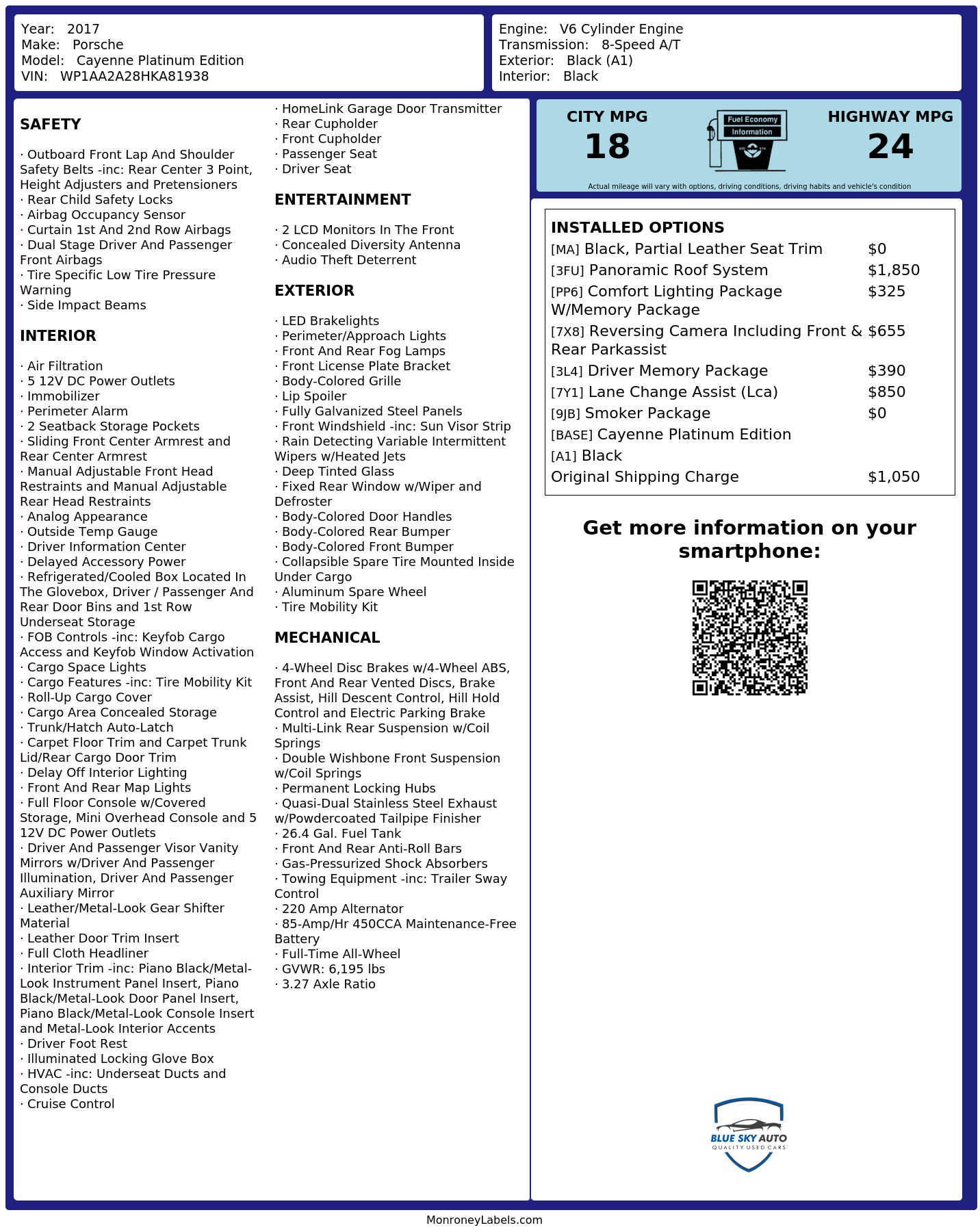 Monroney Label