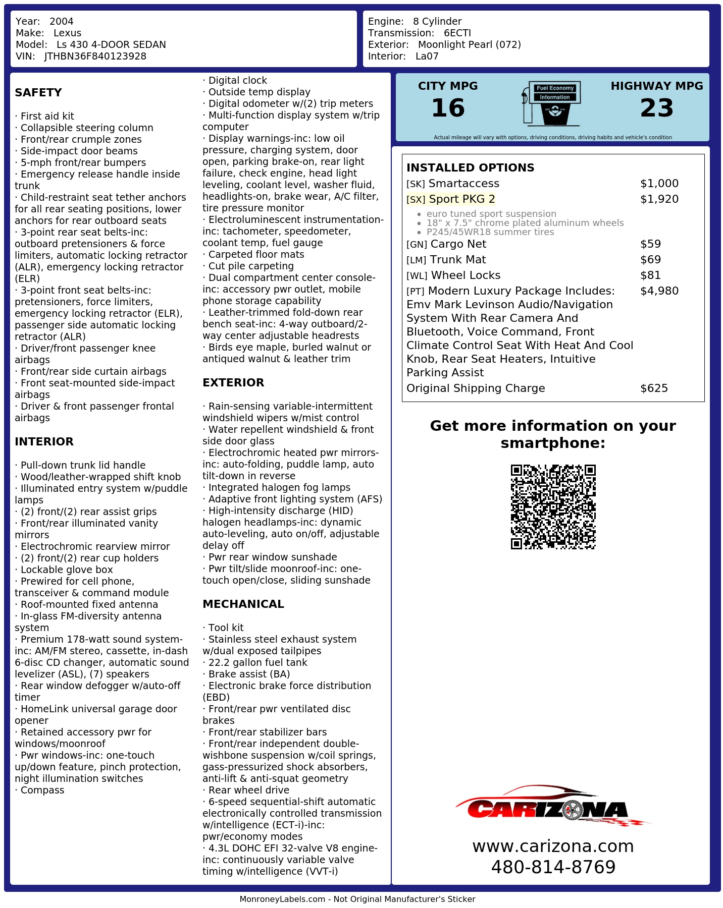 Monroney Label