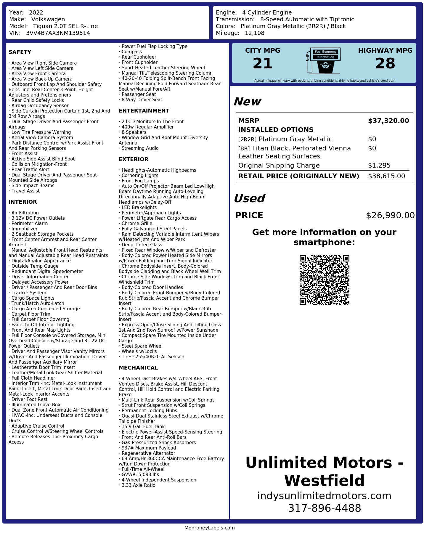 Monroney Label