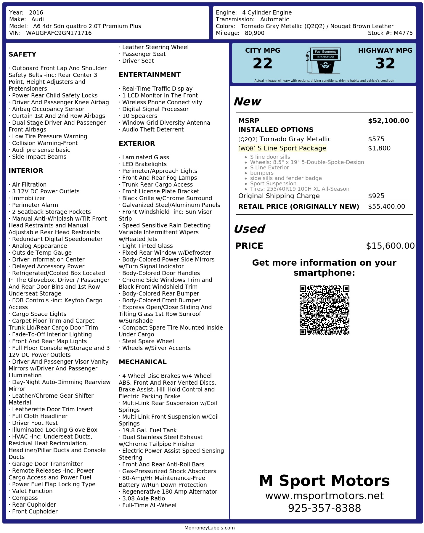 Monroney Label