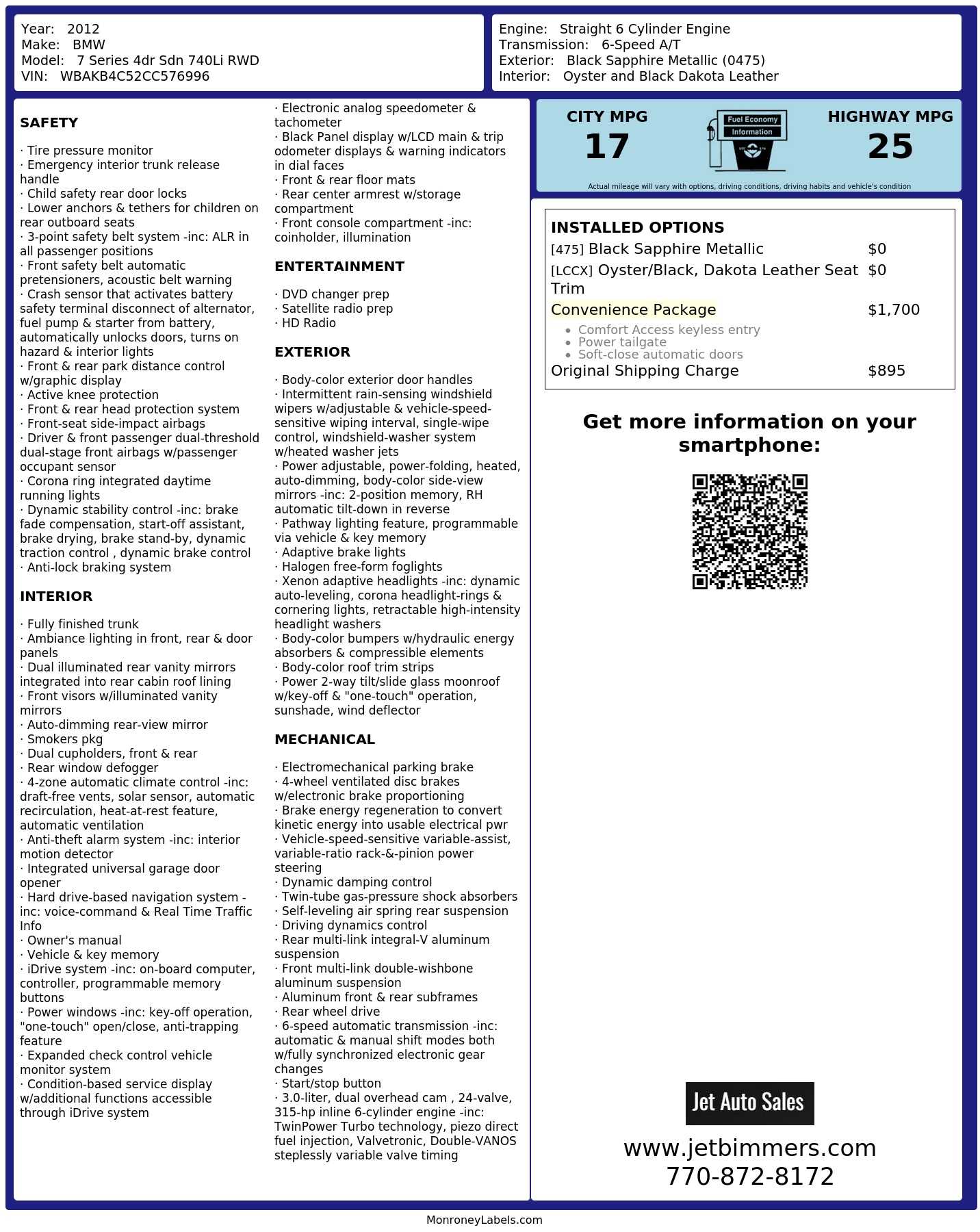 Monroney Label