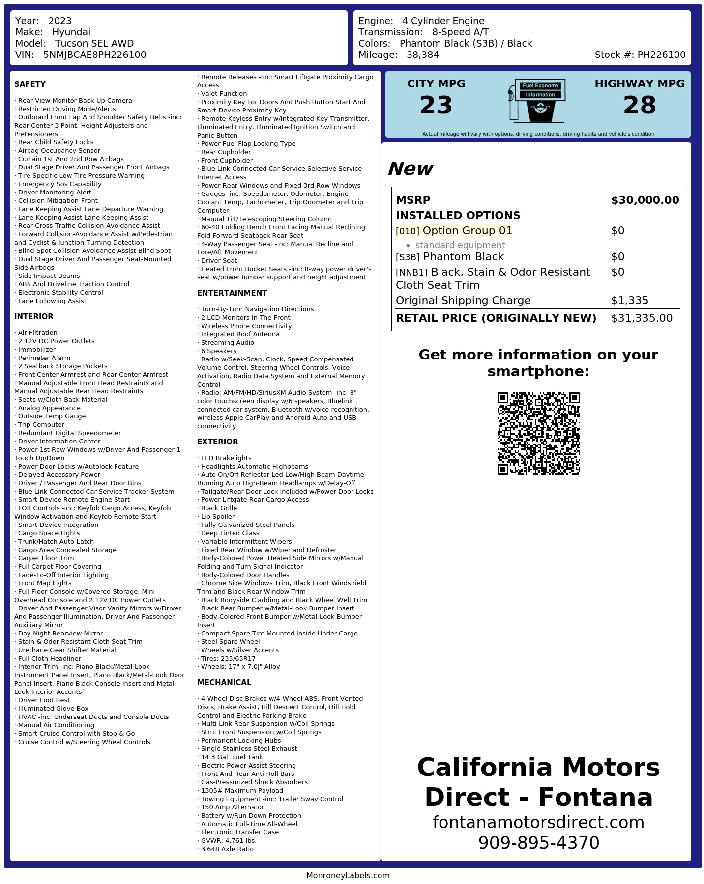Monroney Label