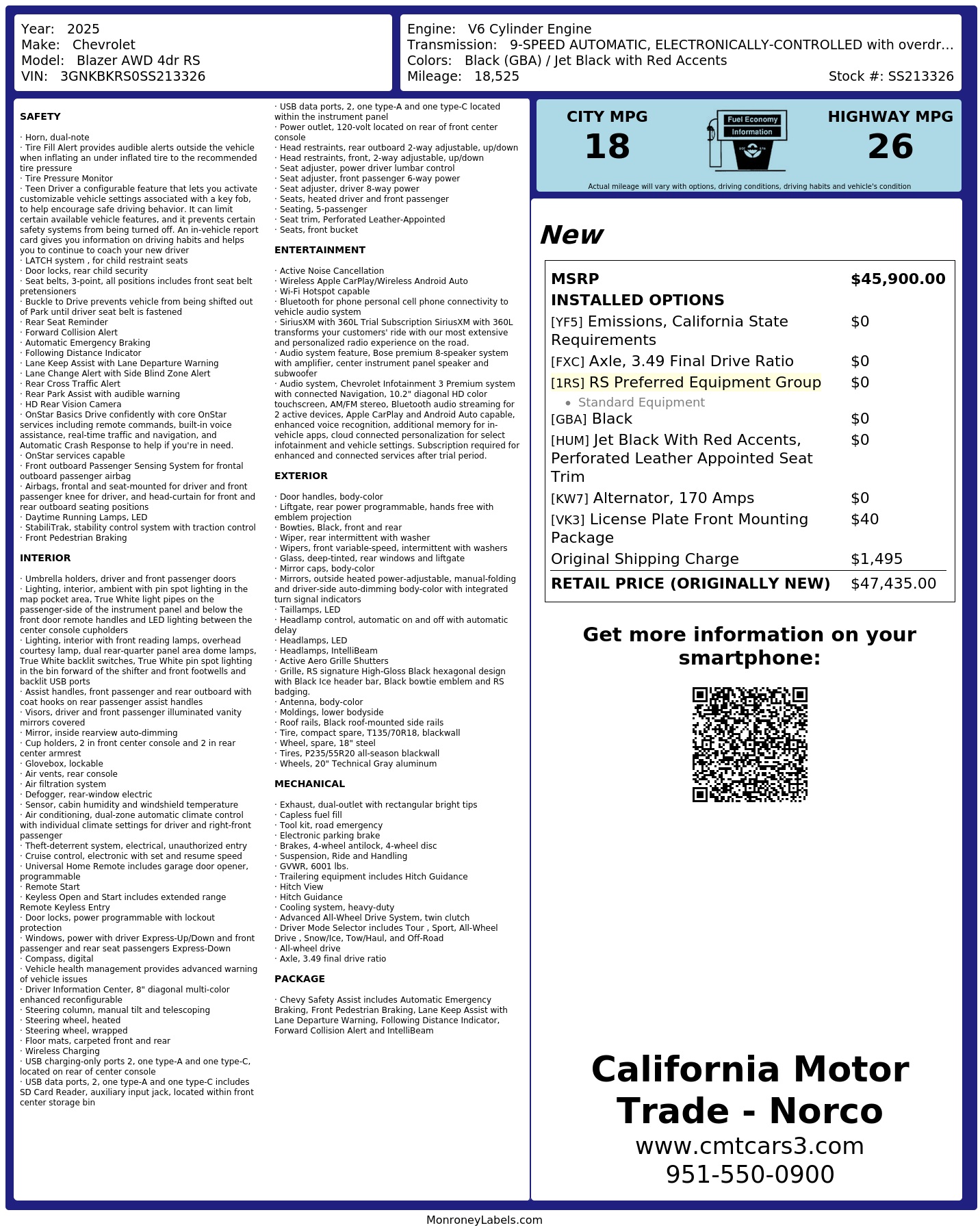 Monroney Label