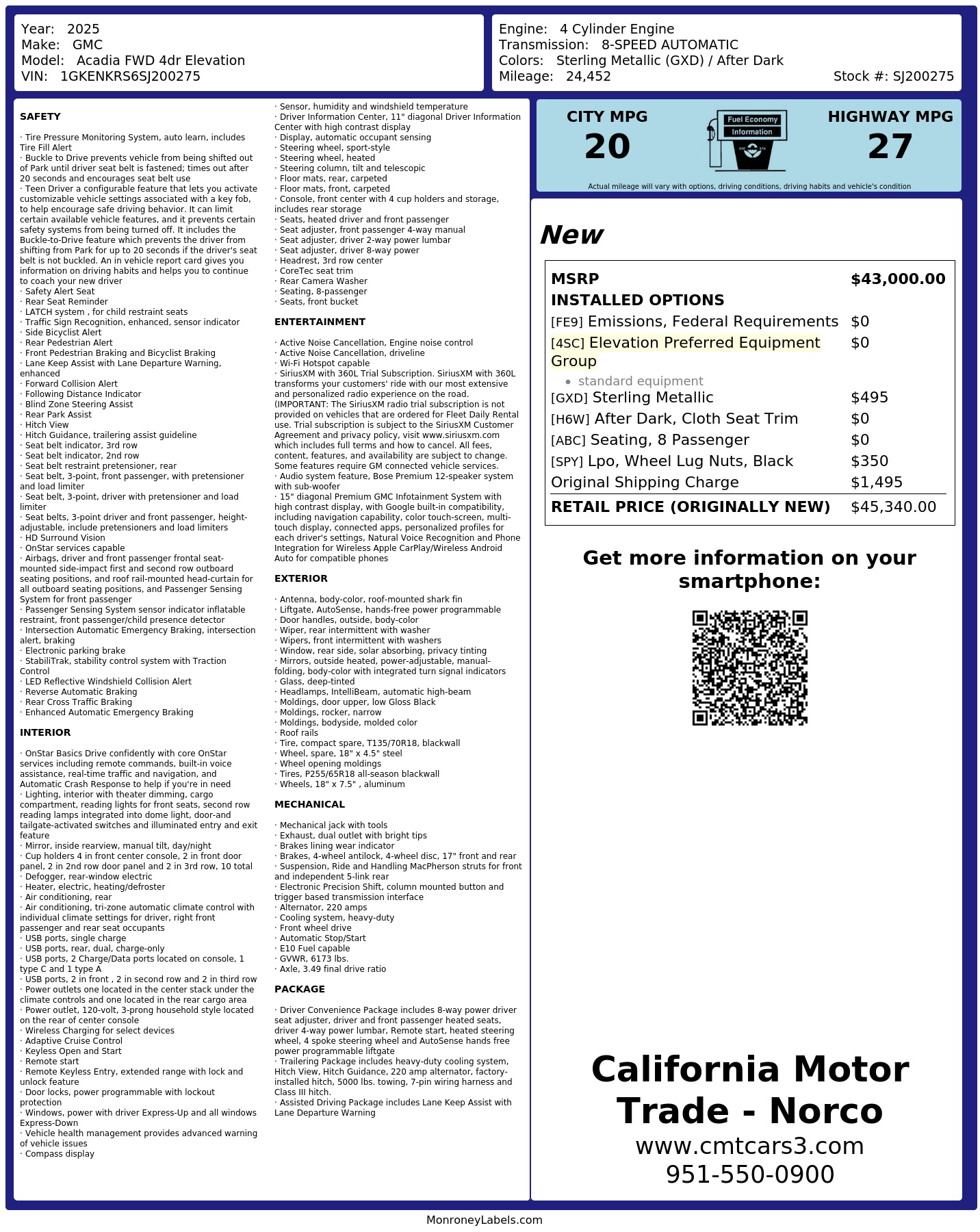 Monroney Label