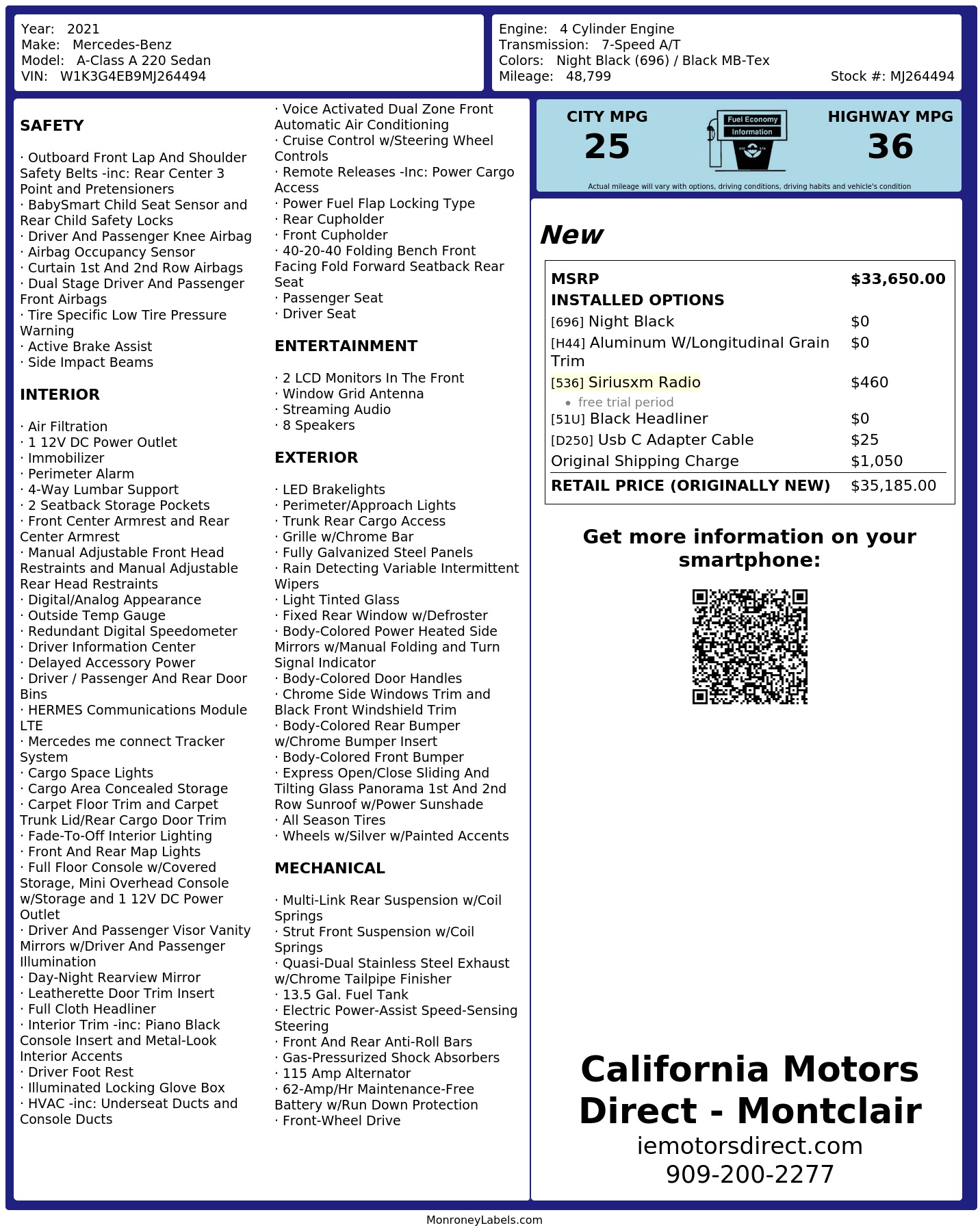 Monroney Label