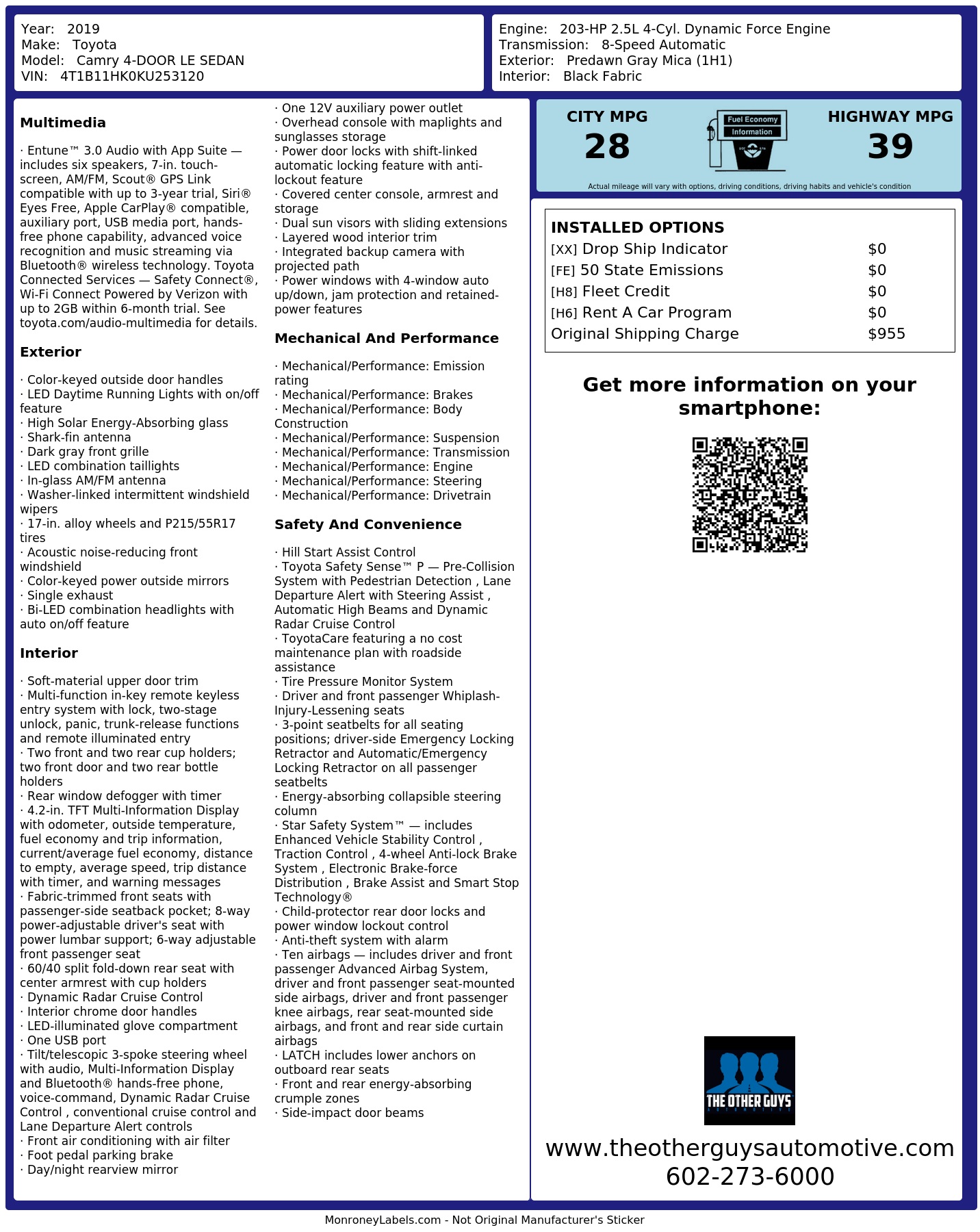Monroney Label