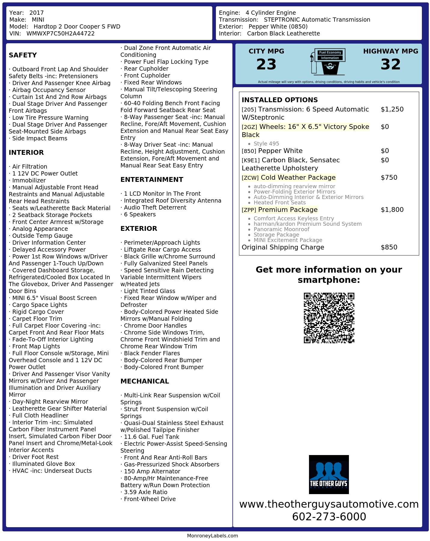 Monroney Label