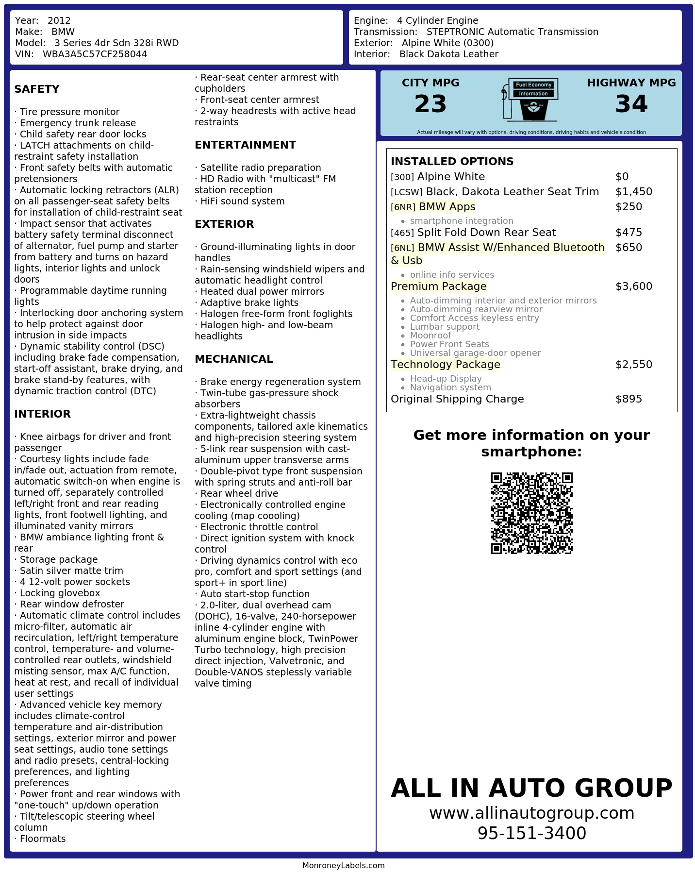 Monroney Label