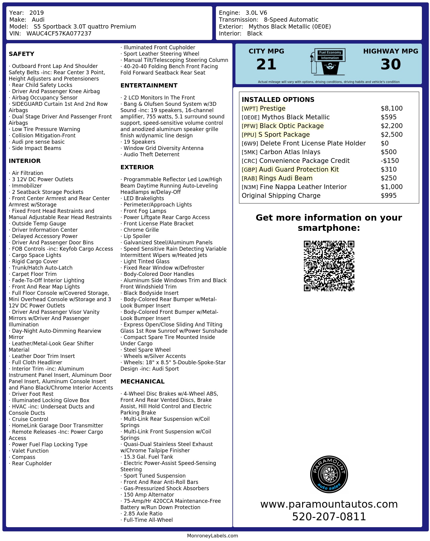 Monroney Label