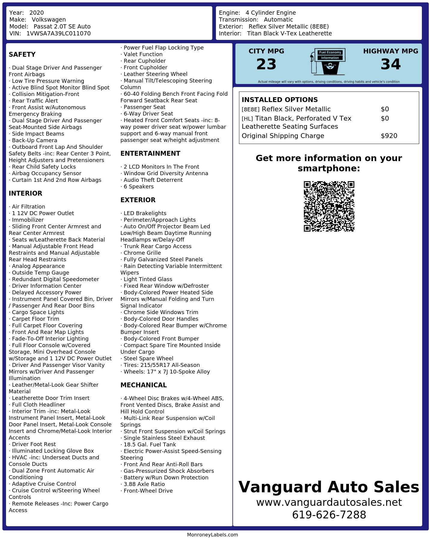 Monroney Label