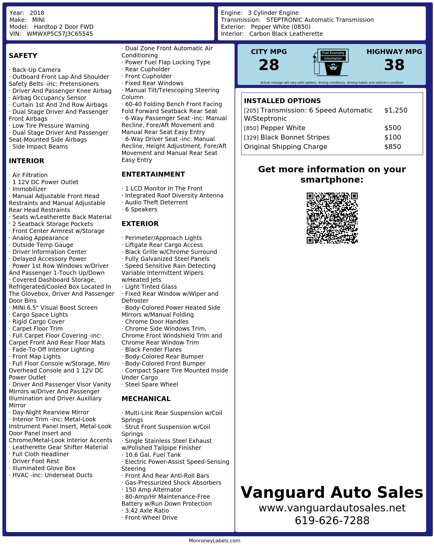 Monroney Label