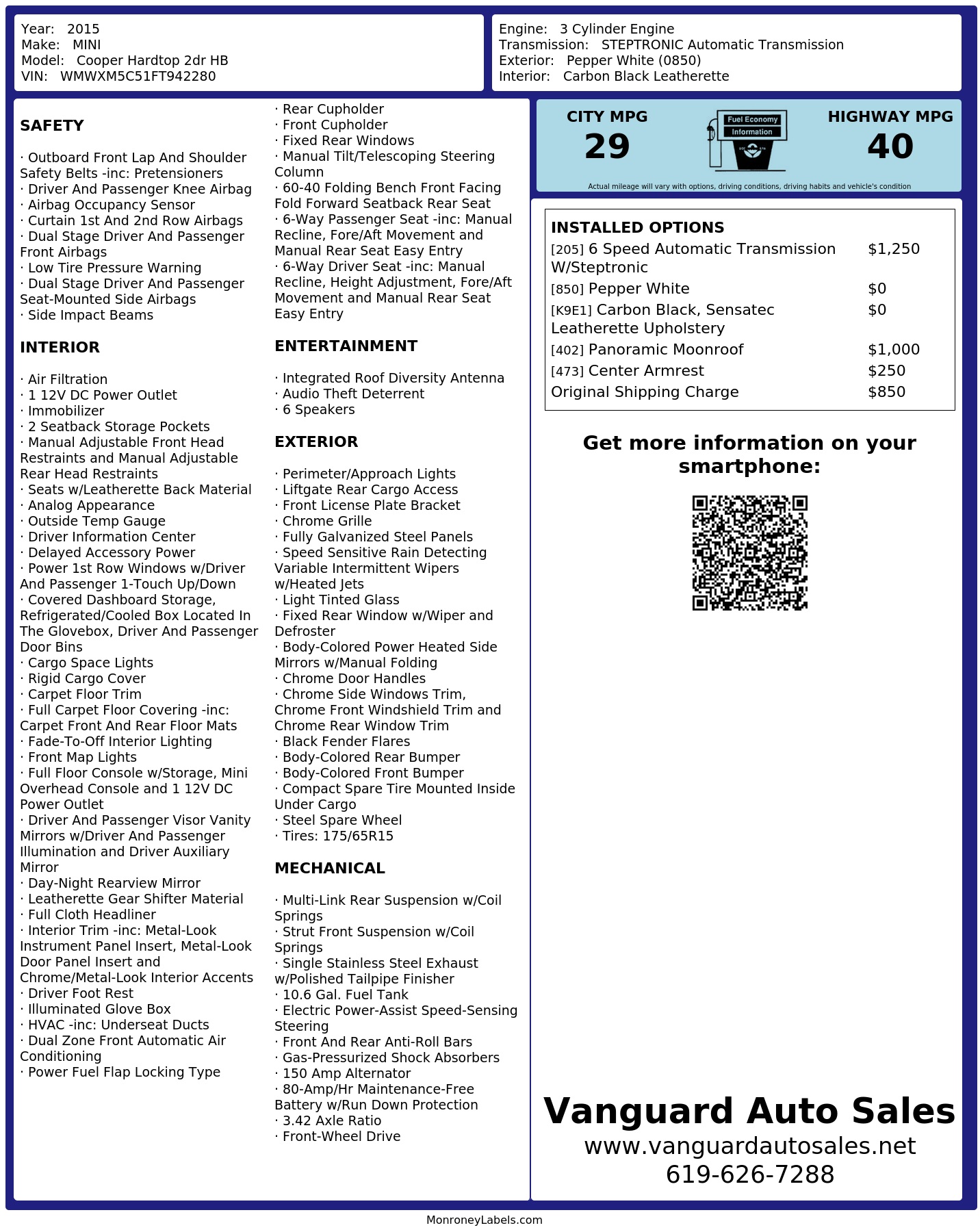 Monroney Label