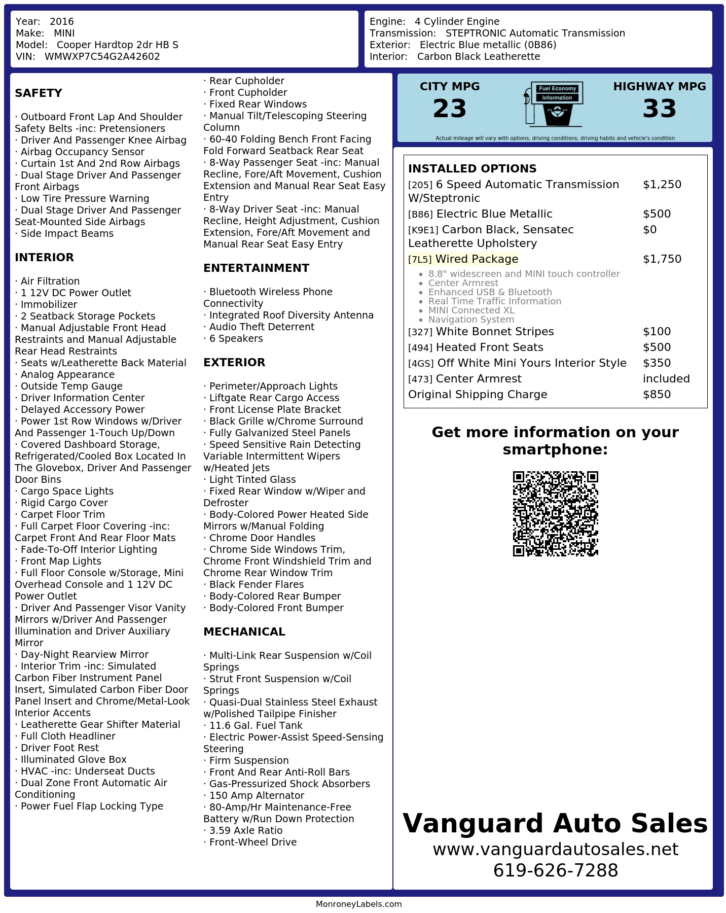 Monroney Label