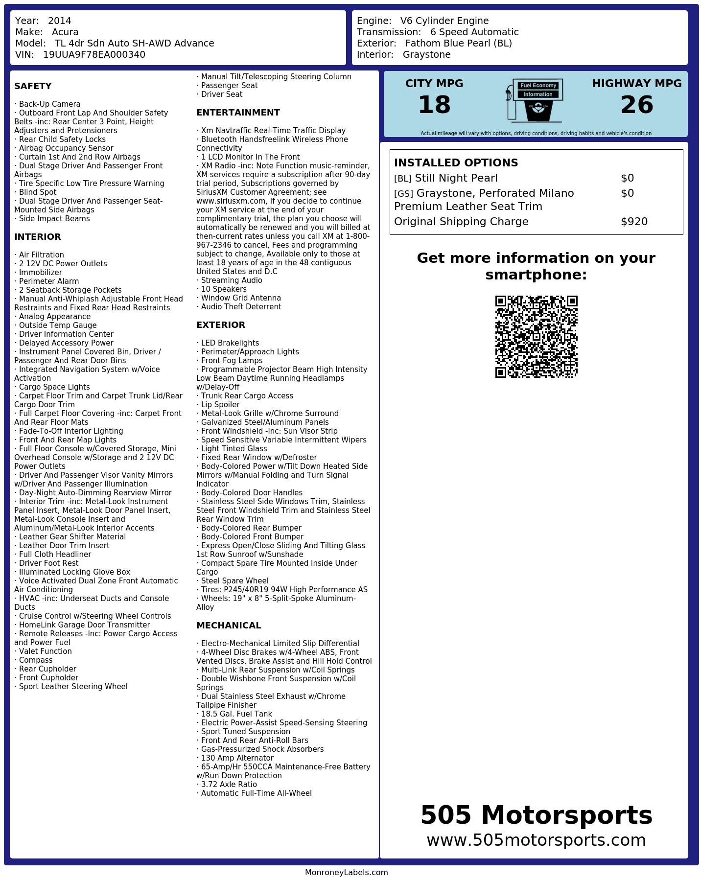 Monroney Label