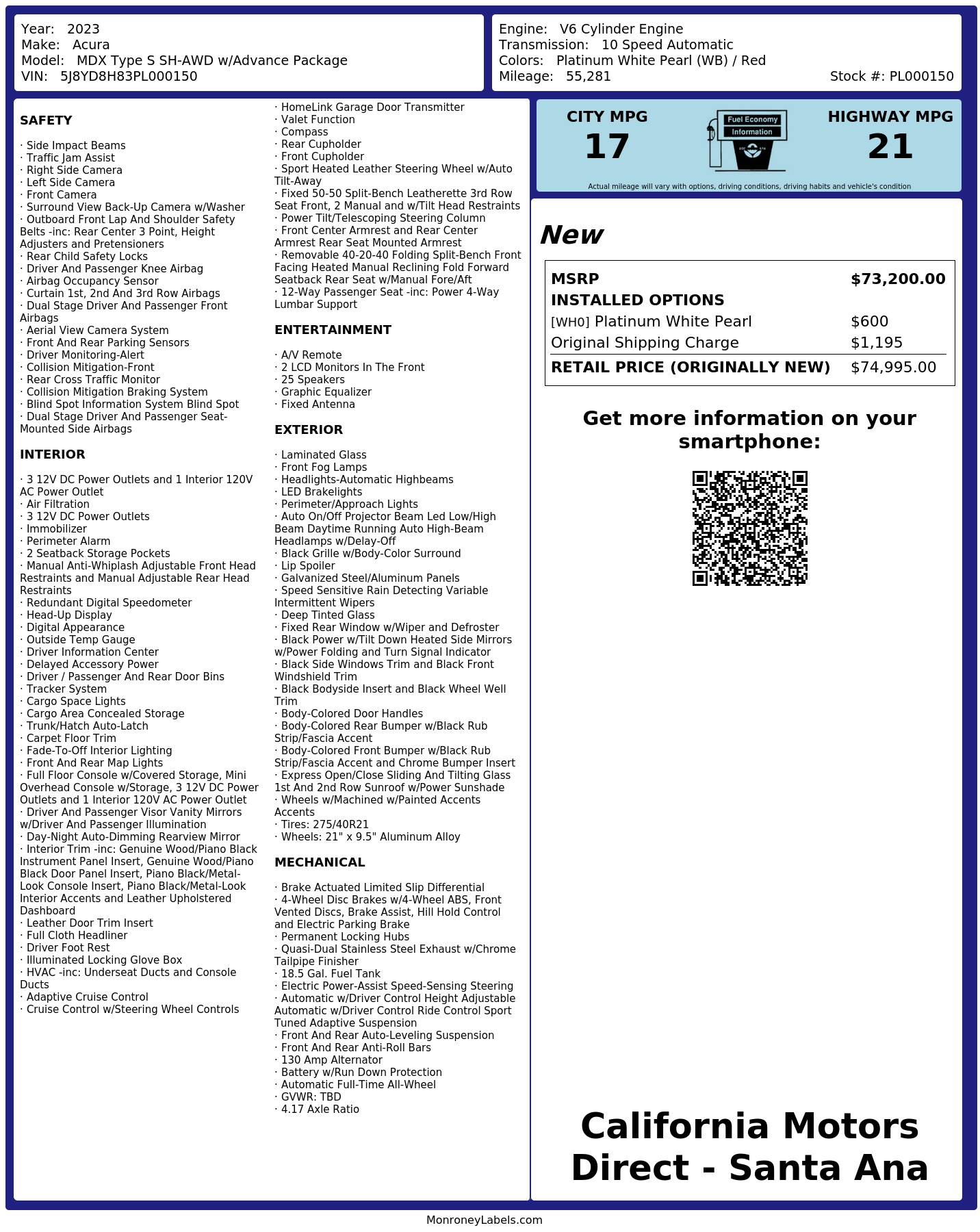 Monroney Label
