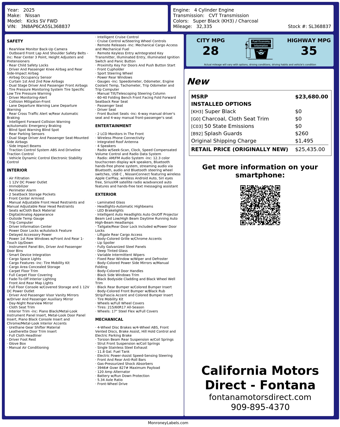 Monroney Label
