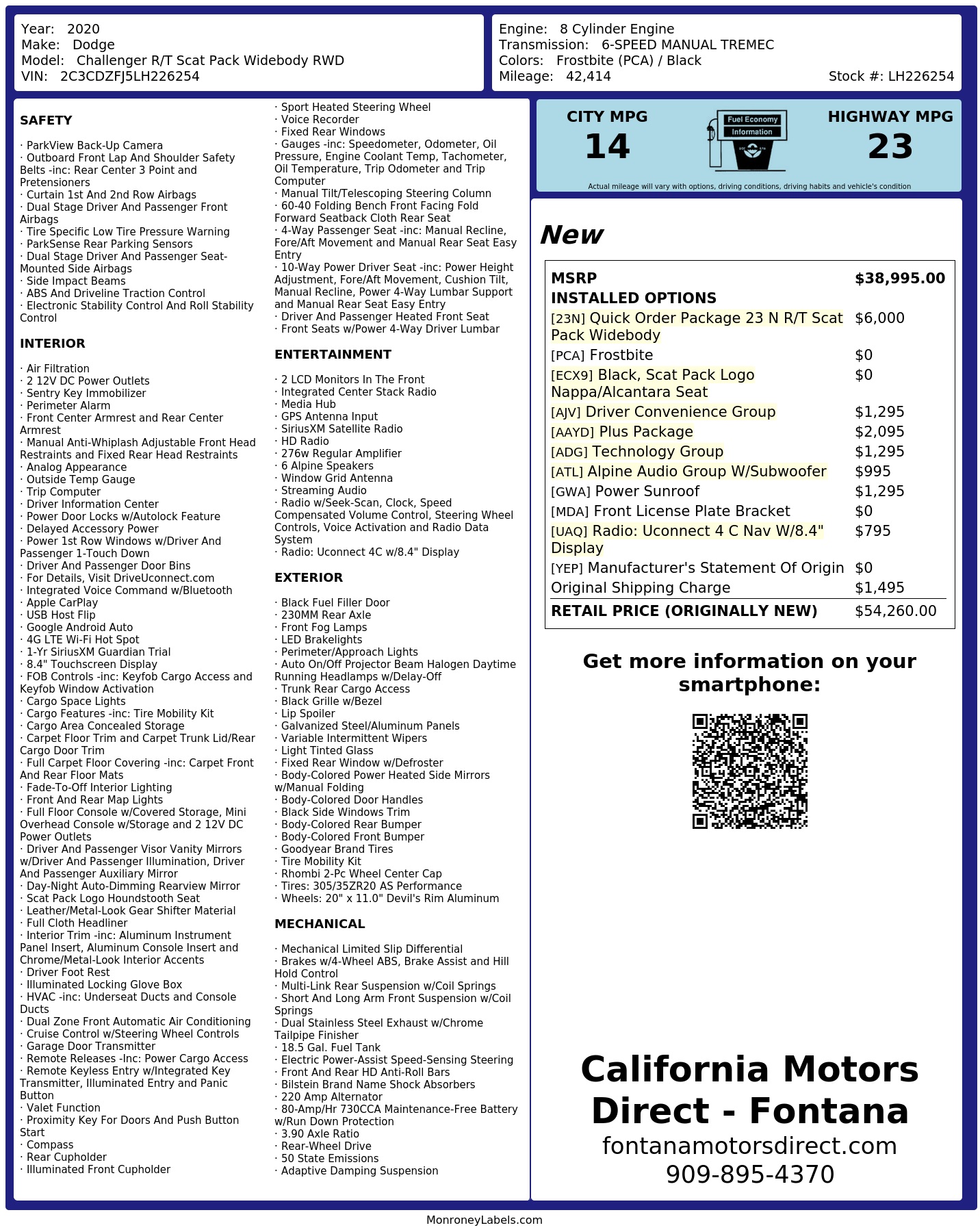 Monroney Label