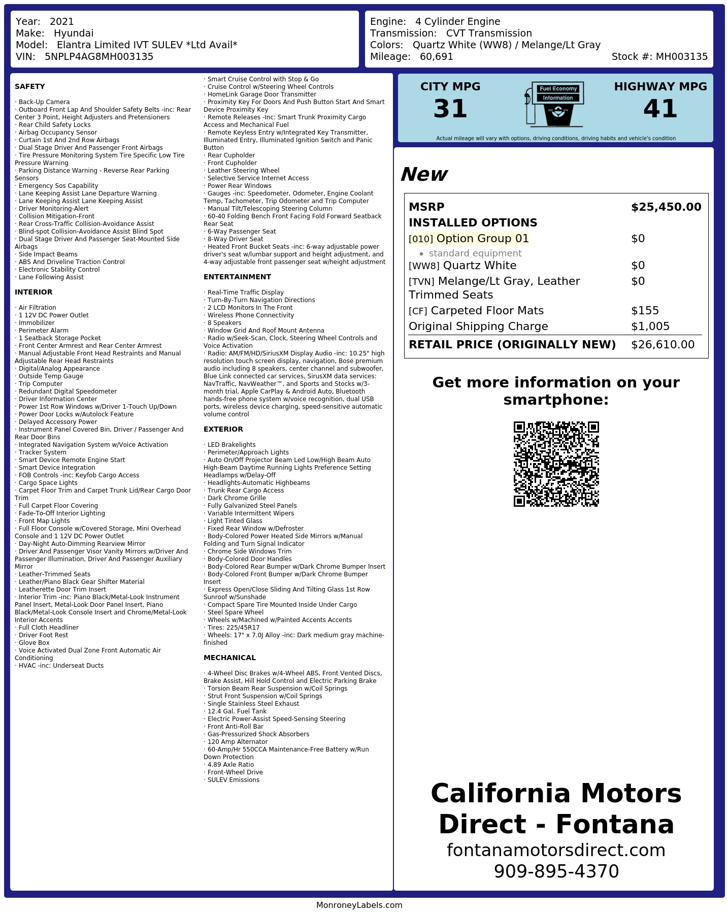 Monroney Label