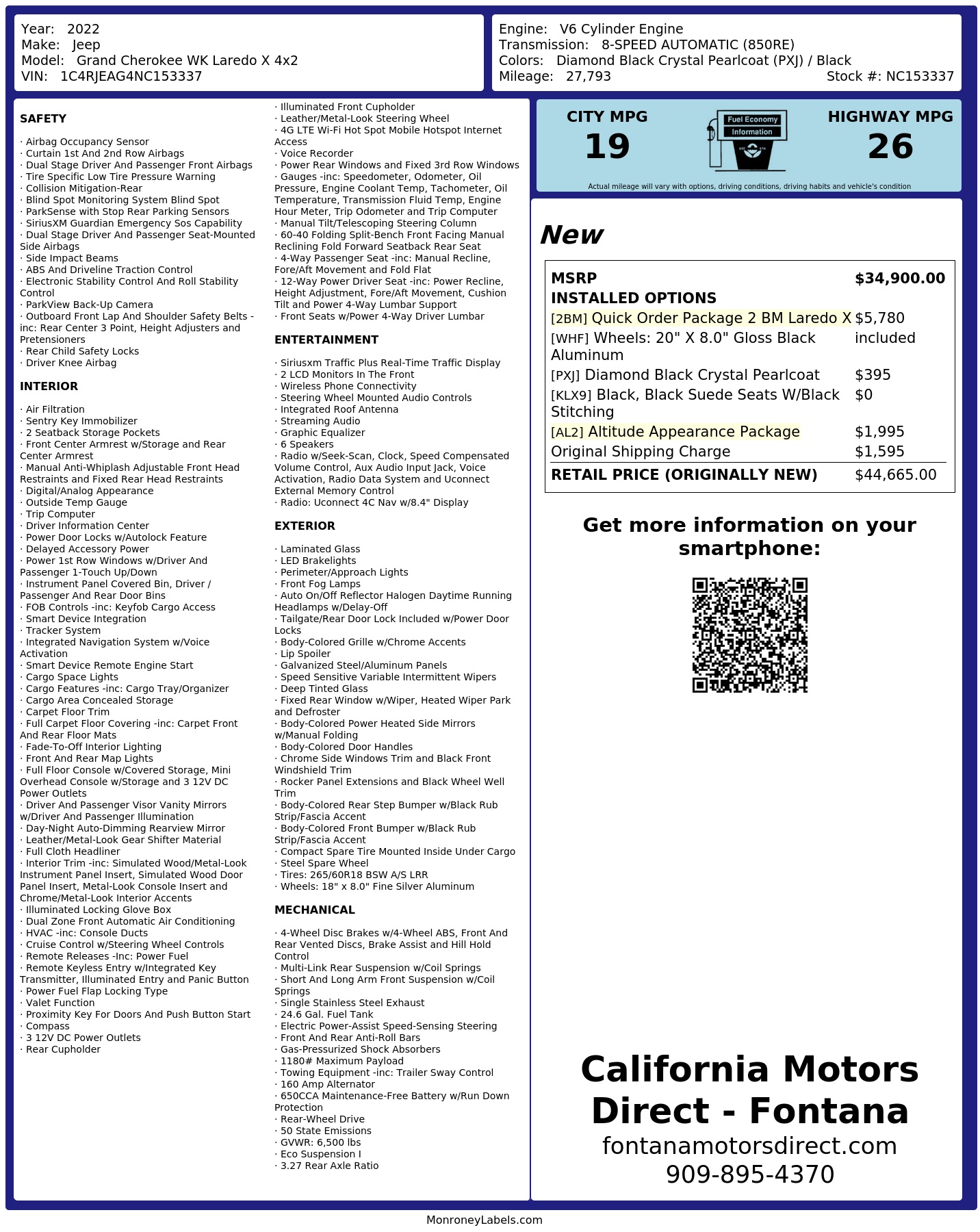 Monroney Label