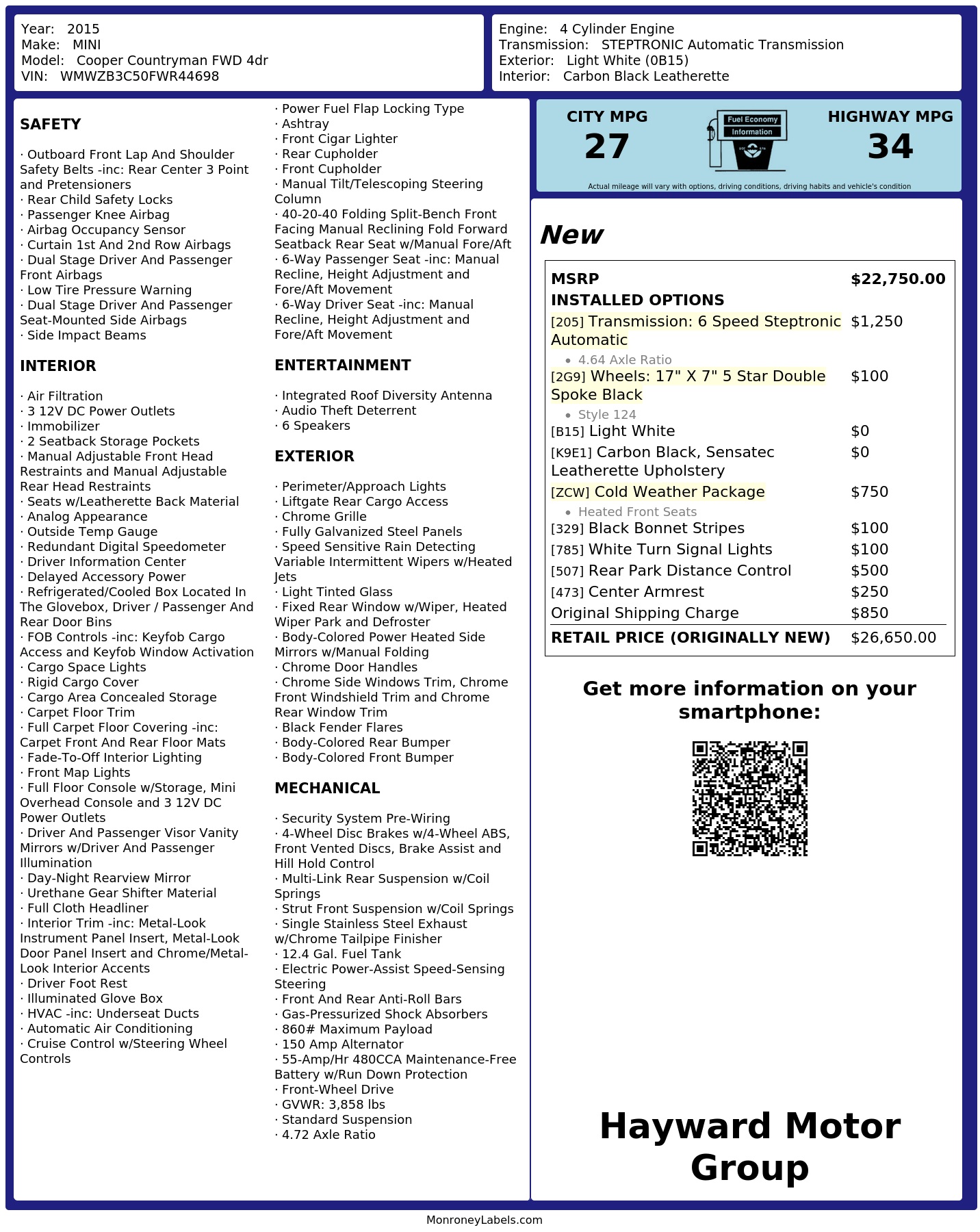 Monroney Label