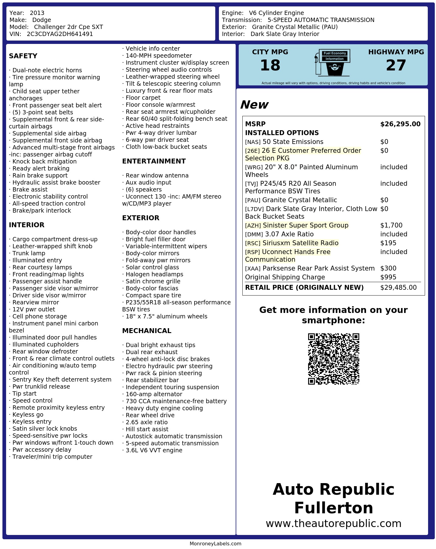 Monroney Label