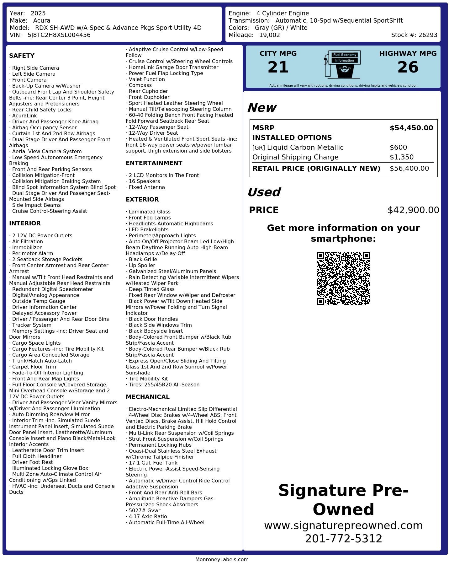 Monroney Label