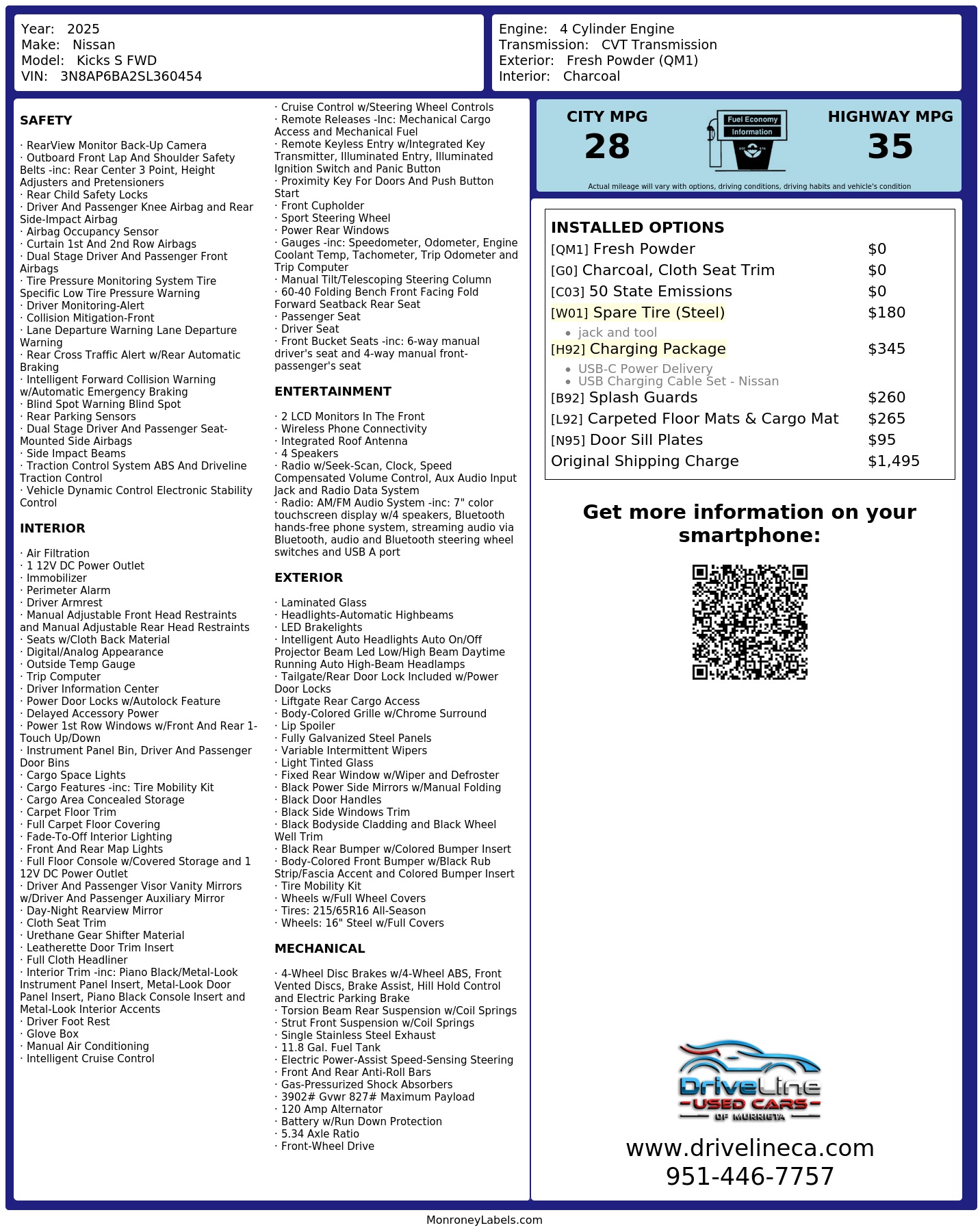 Monroney Label