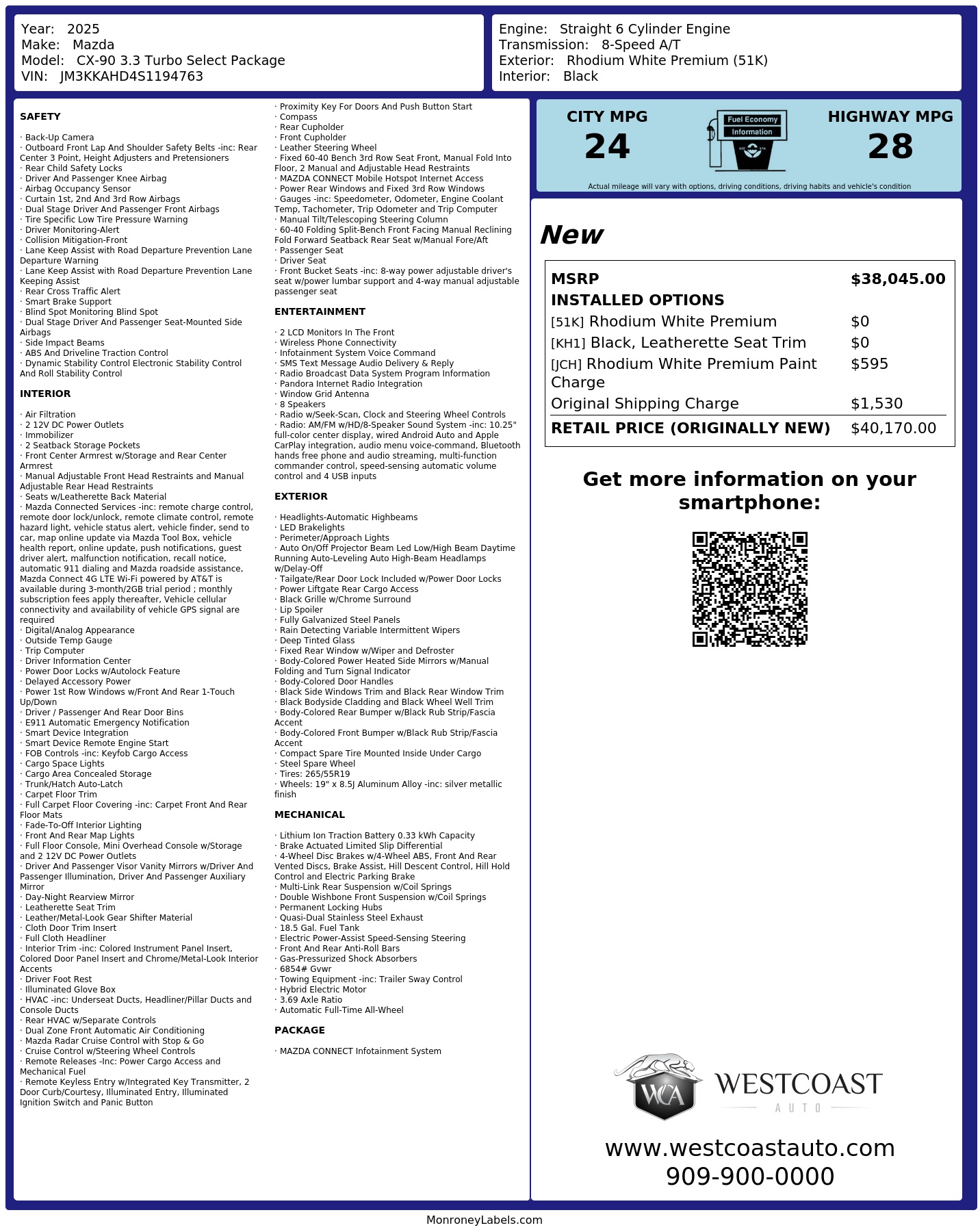 Monroney Label
