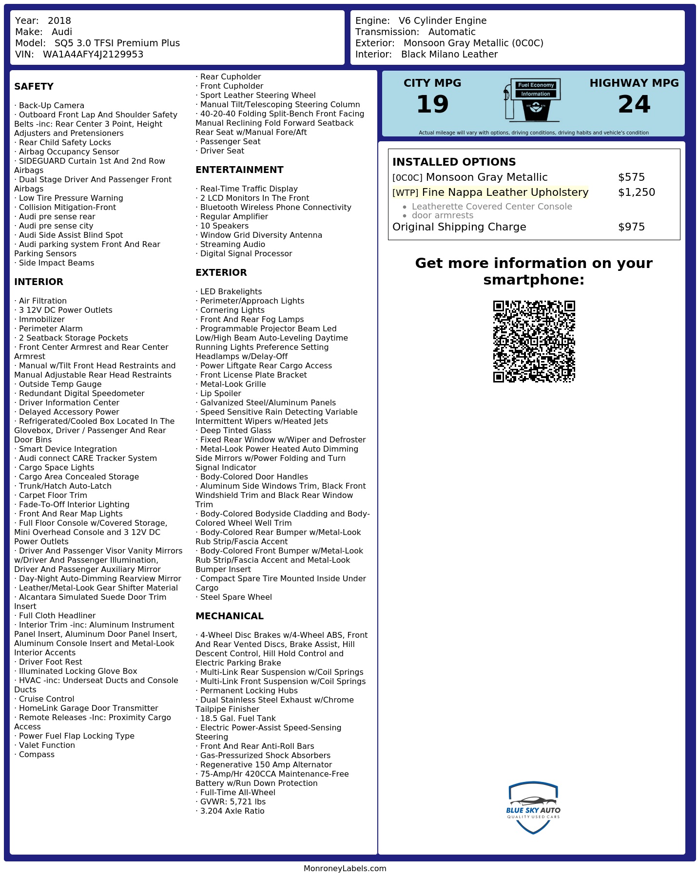 Monroney Label
