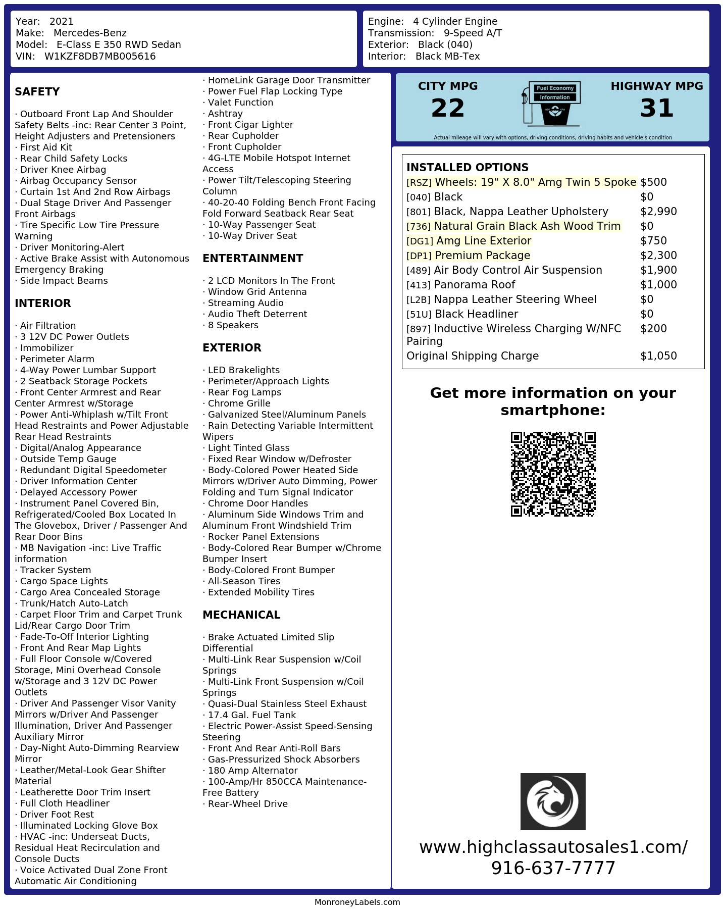 Monroney Label