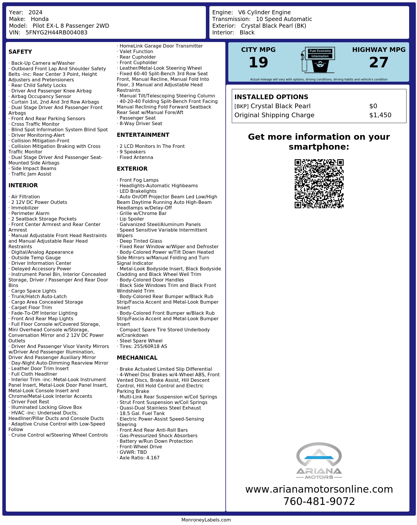 Monroney Label
