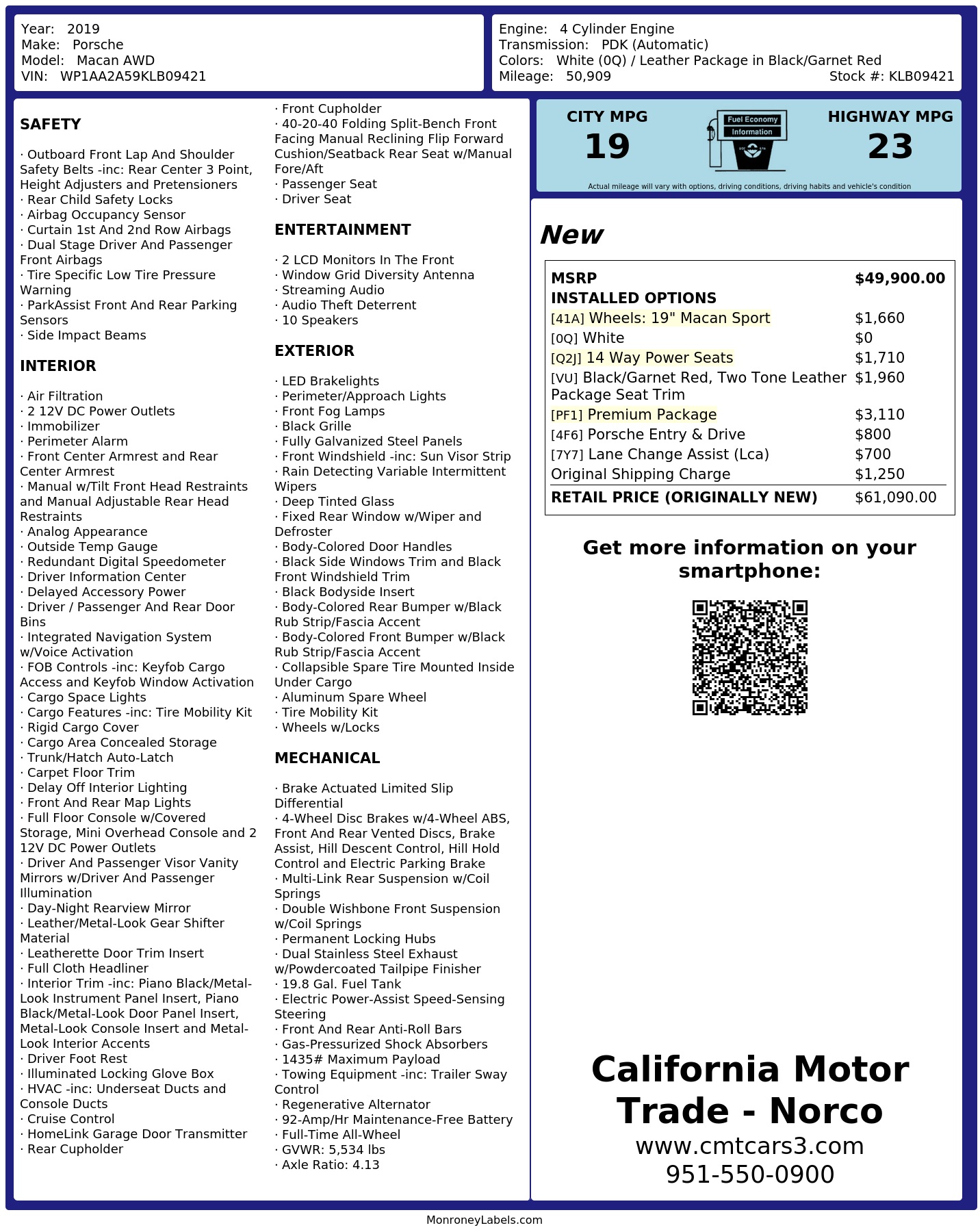 Monroney Label